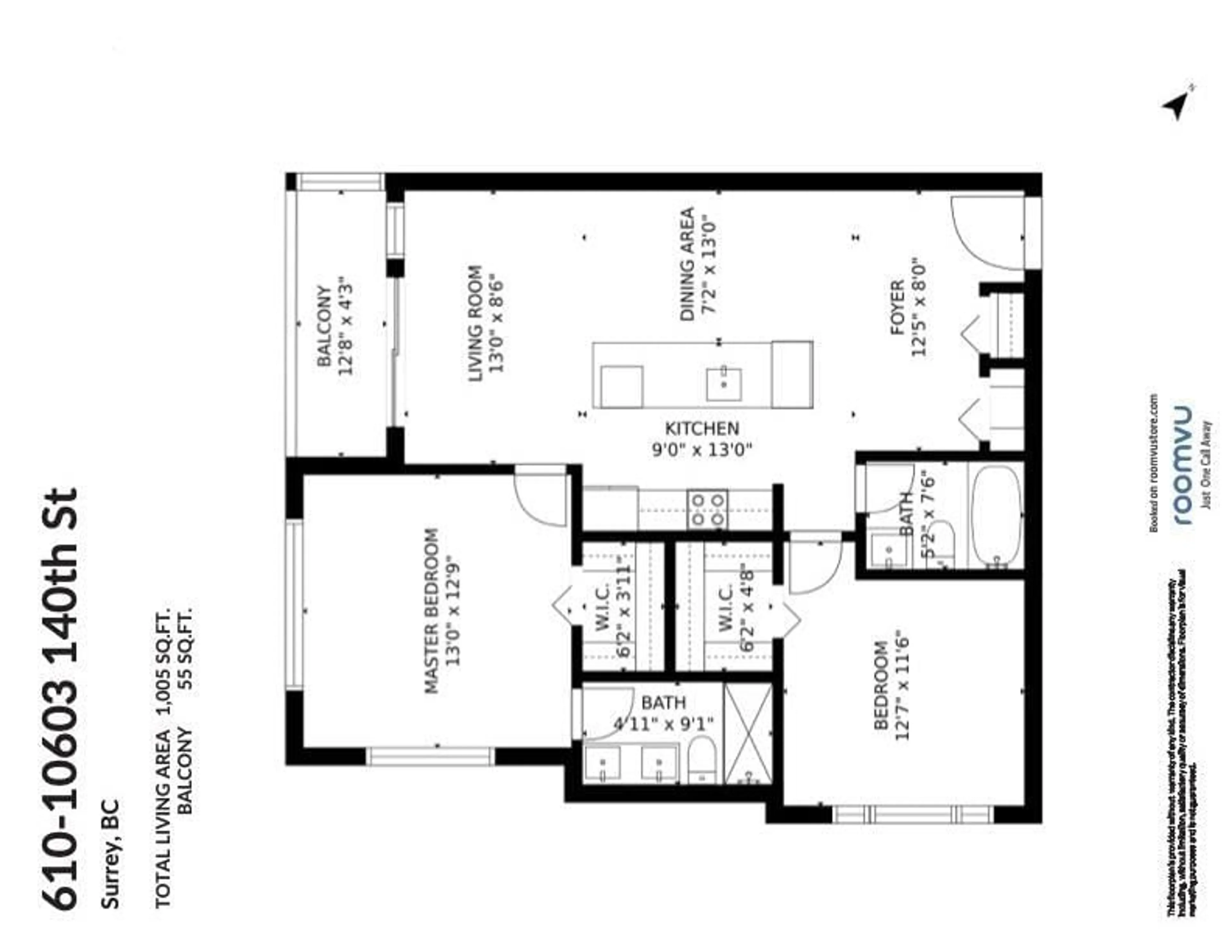 Floor plan for 610 - 10603 140 STREET, Surrey British Columbia V3T0M8