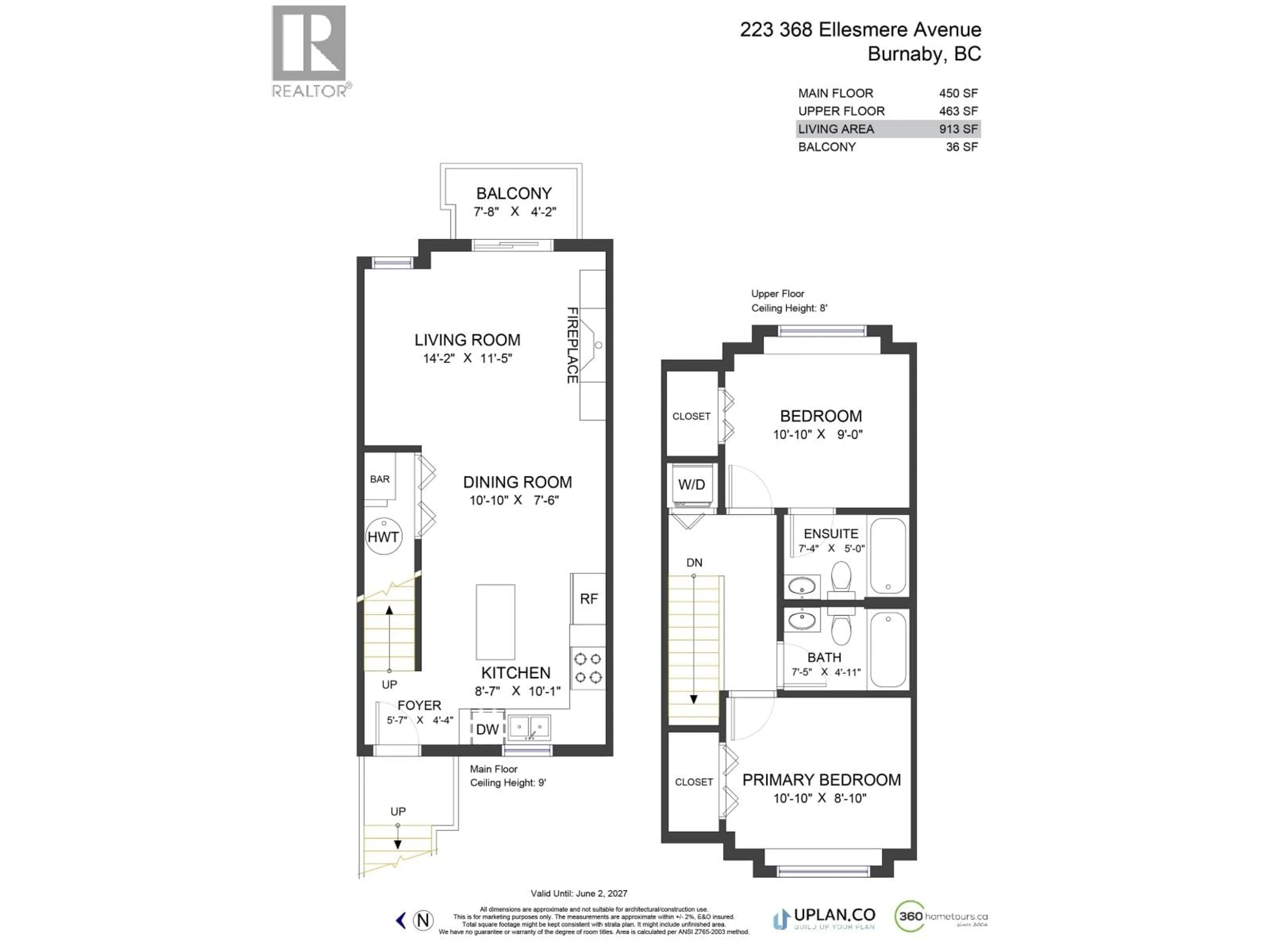 Floor plan for 223 - 368 ELLESMERE AVENUE, Burnaby British Columbia V5B3S9