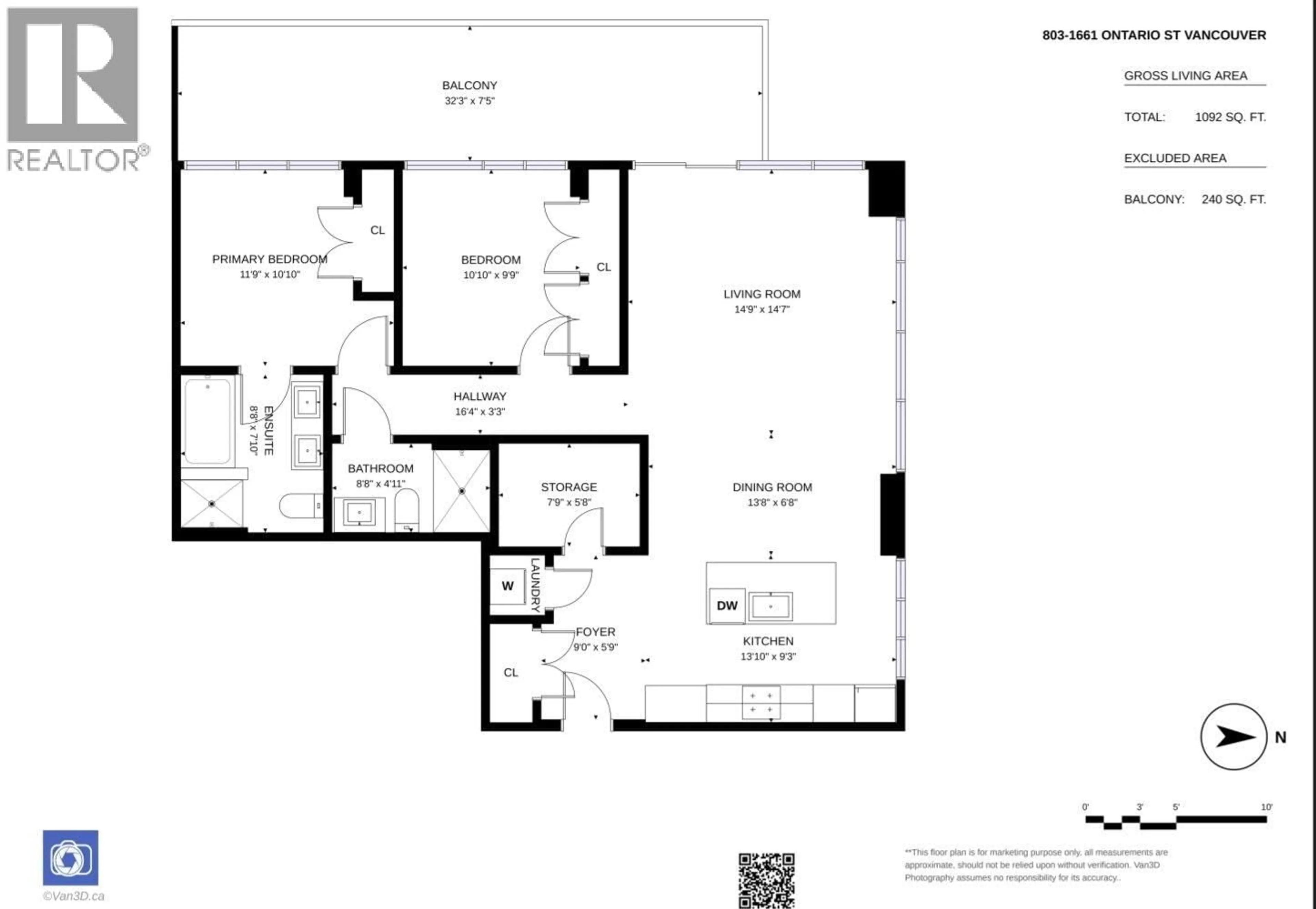 Floor plan for 803 - 1661 ONTARIO STREET, Vancouver British Columbia V5Y0C3