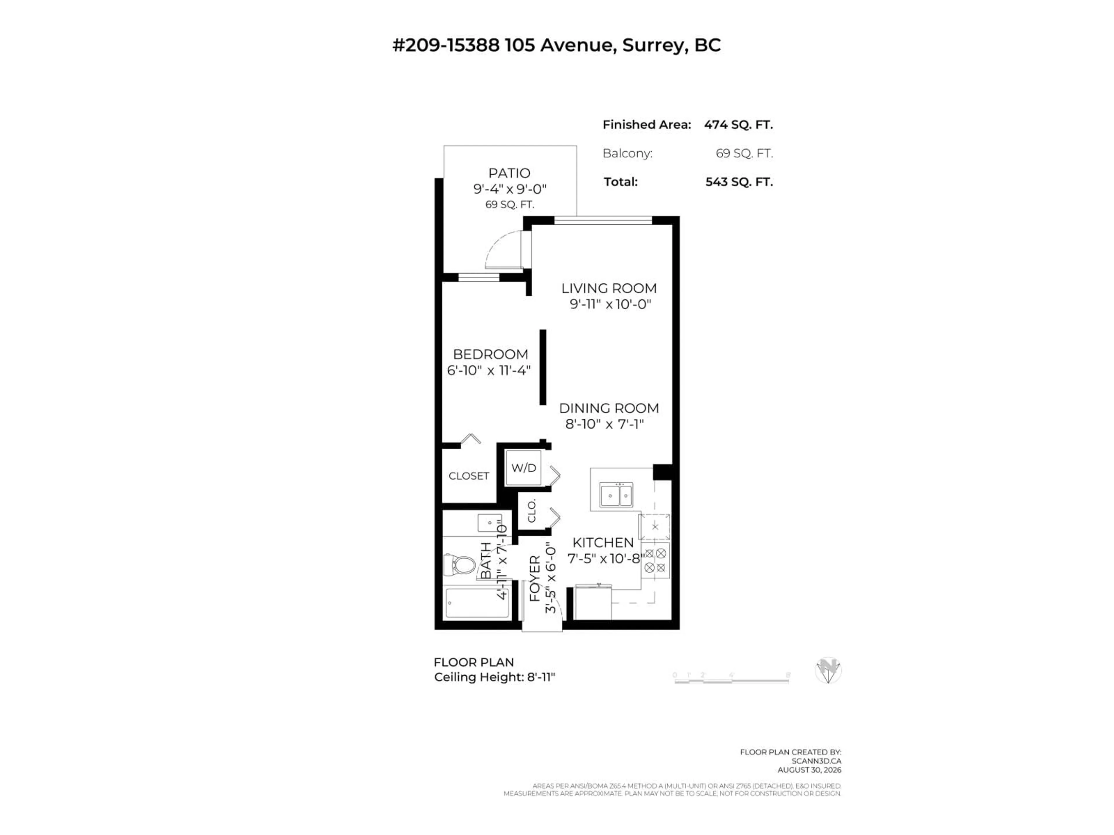 Floor plan for 209 - 15388 105 AVENUE, Surrey British Columbia V3R0C4