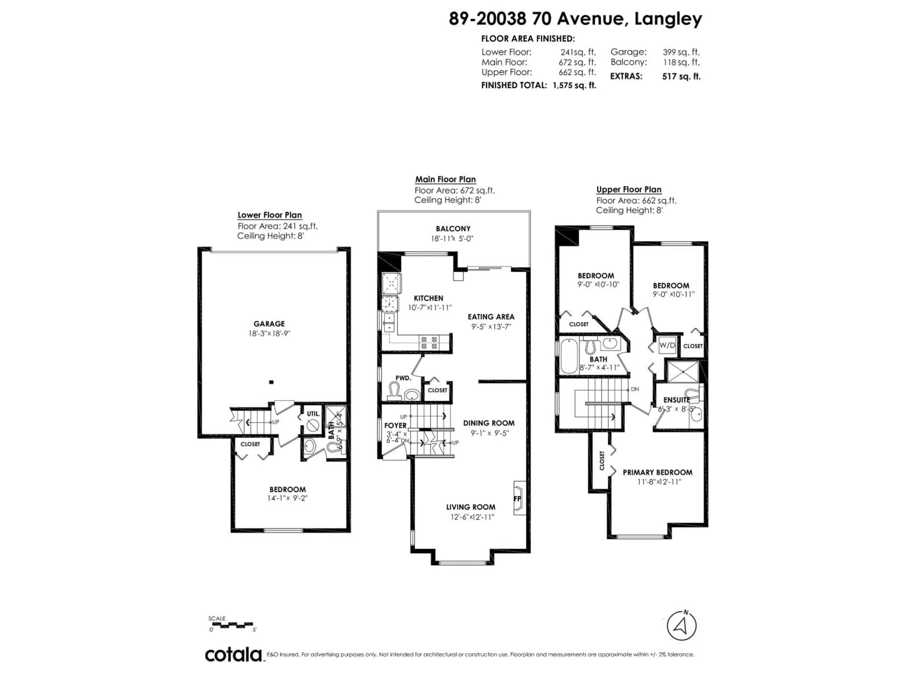 Floor plan for 89 - 20038 70 AVENUE, Langley British Columbia V2Y0B4
