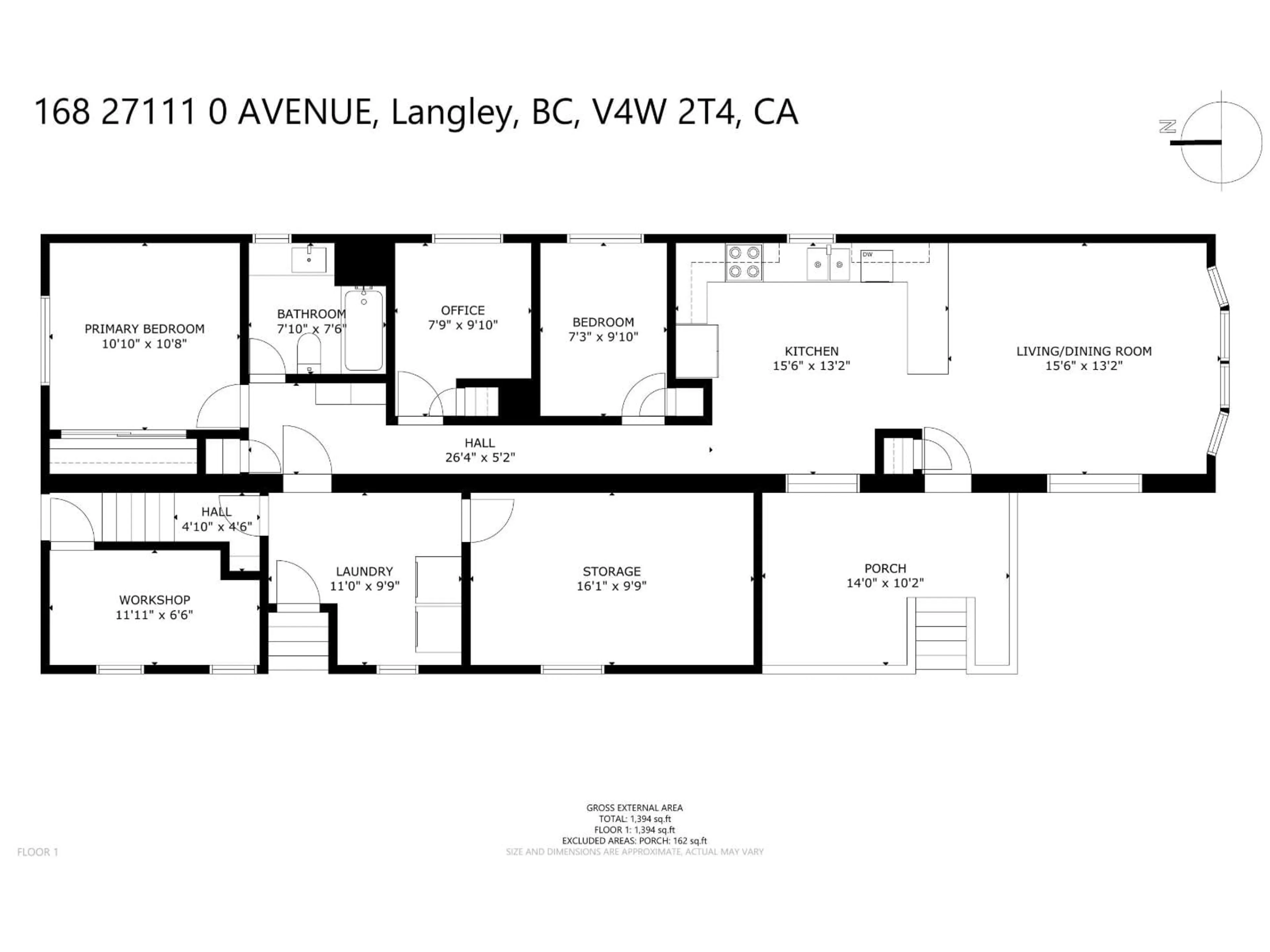 Floor plan for 168 - 27111 0 AVENUE, Langley British Columbia V4W2T4