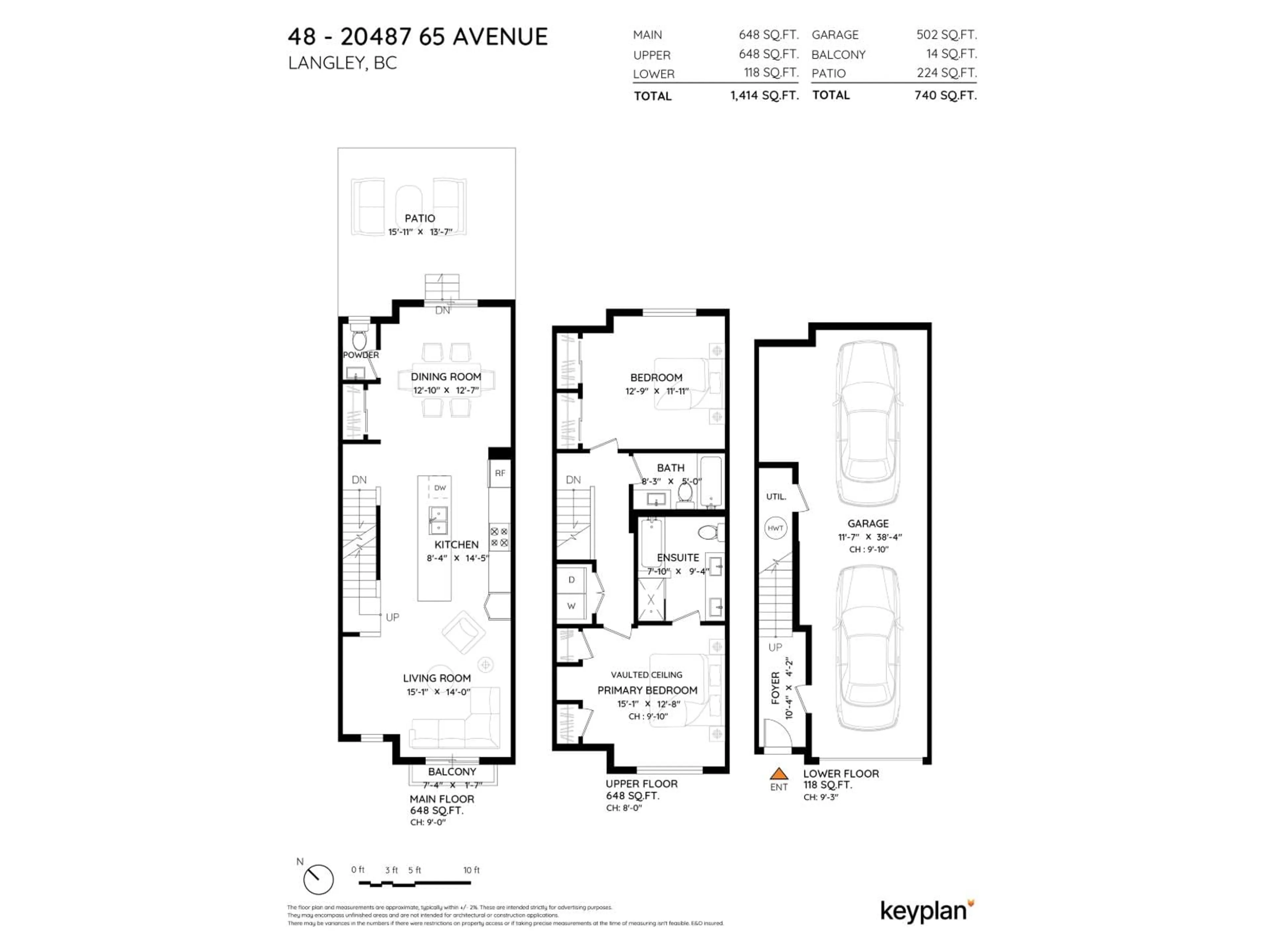 Floor plan for 48 - 20487 65 AVENUE, Langley British Columbia V2Y3K8