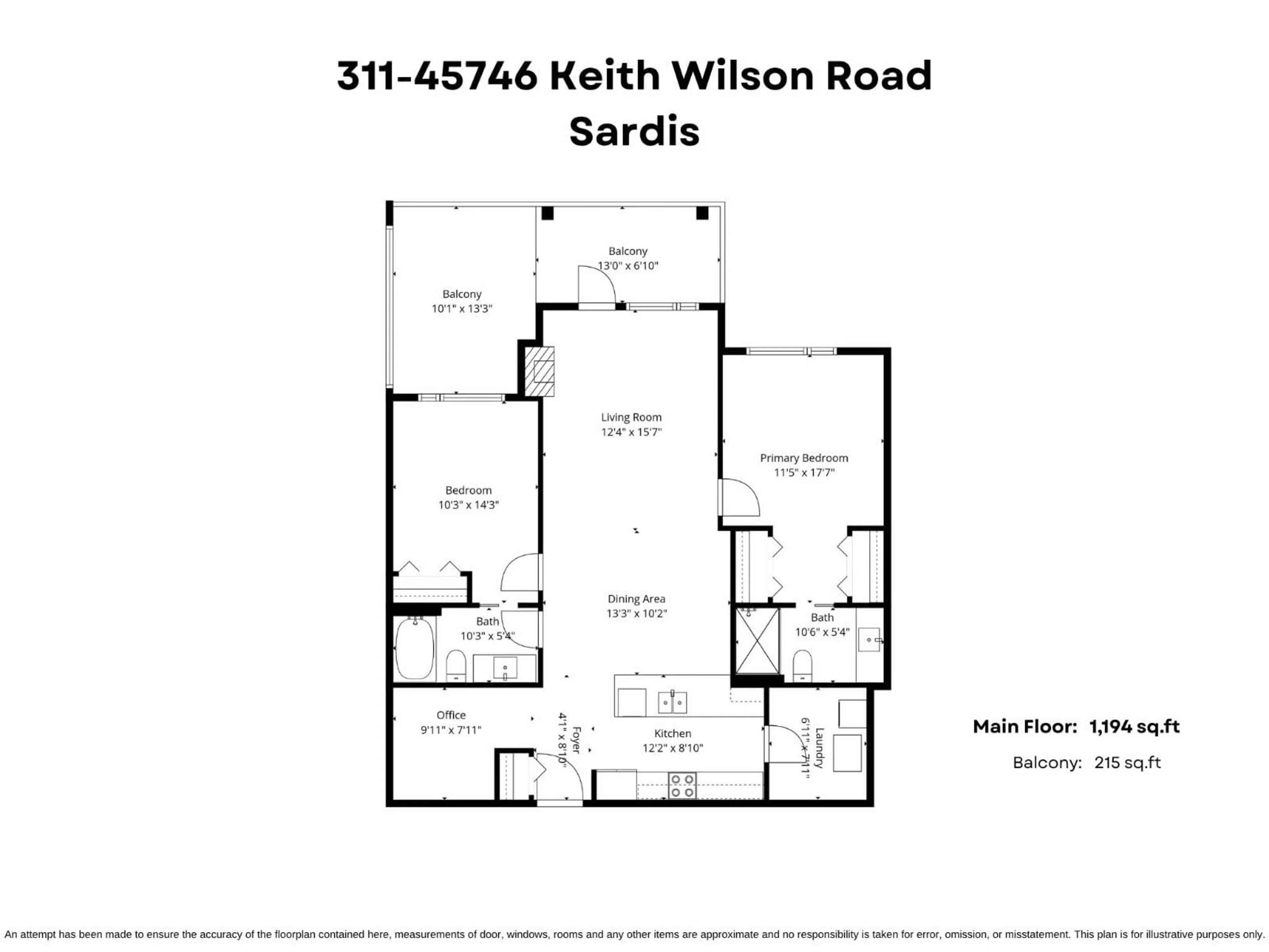 Floor plan for 311 - 45746 KEITH WILSON ROAD, Chilliwack British Columbia V2R1J9