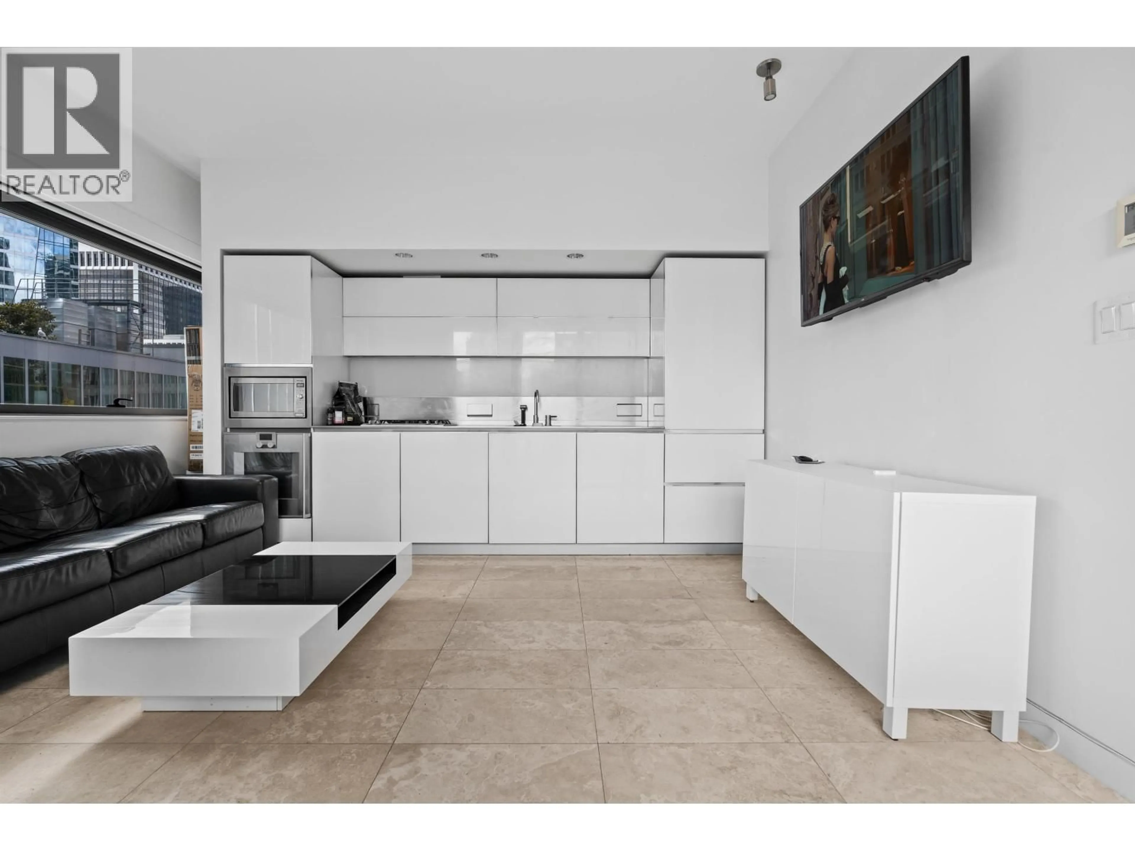 Open concept kitchen, ceramic/tile floor for 1404 - 838 HASTINGS STREET, Vancouver British Columbia V6C0A6