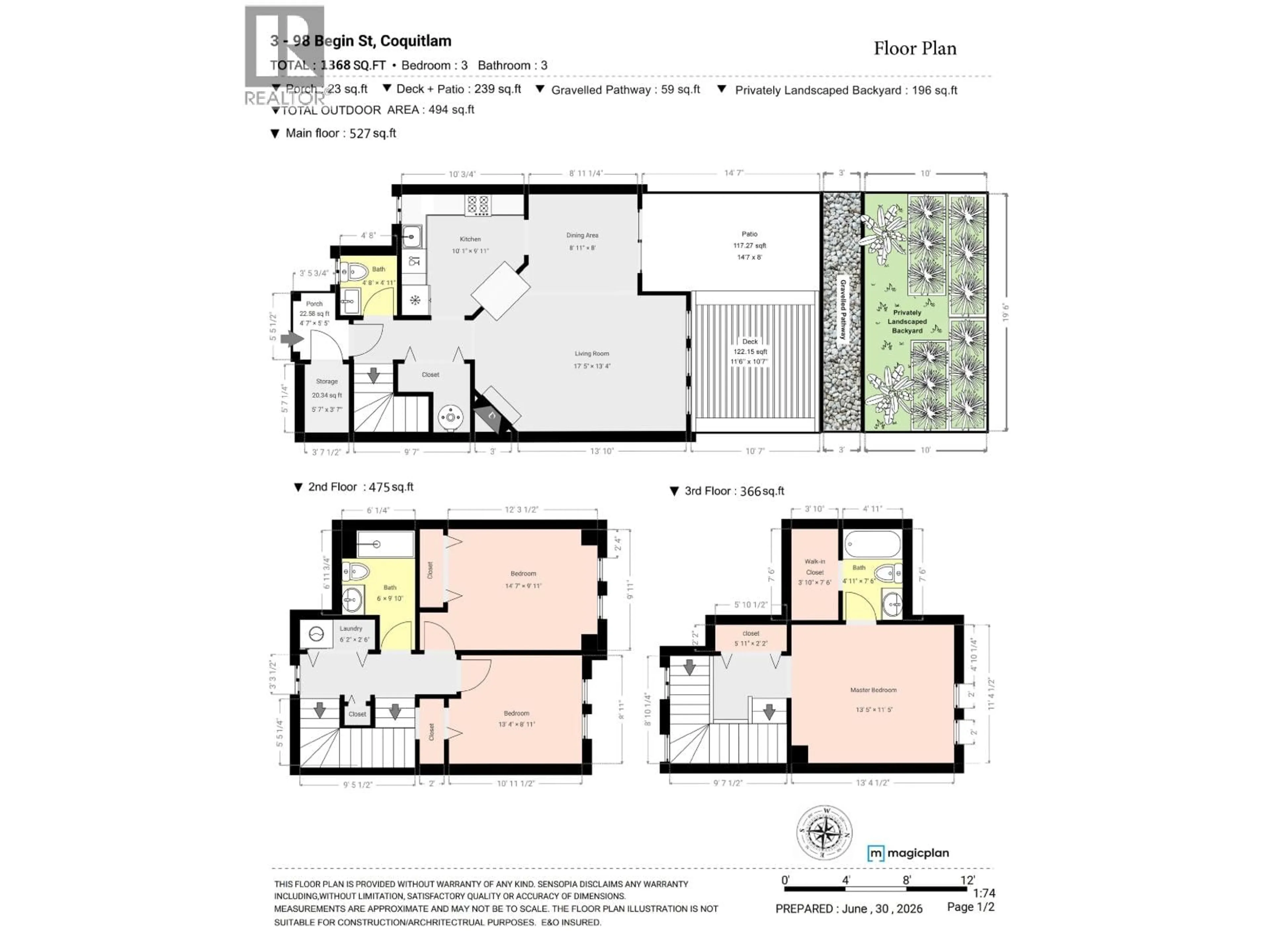 Floor plan for 3 - 98 BEGIN STREET, Coquitlam British Columbia V3K6M9