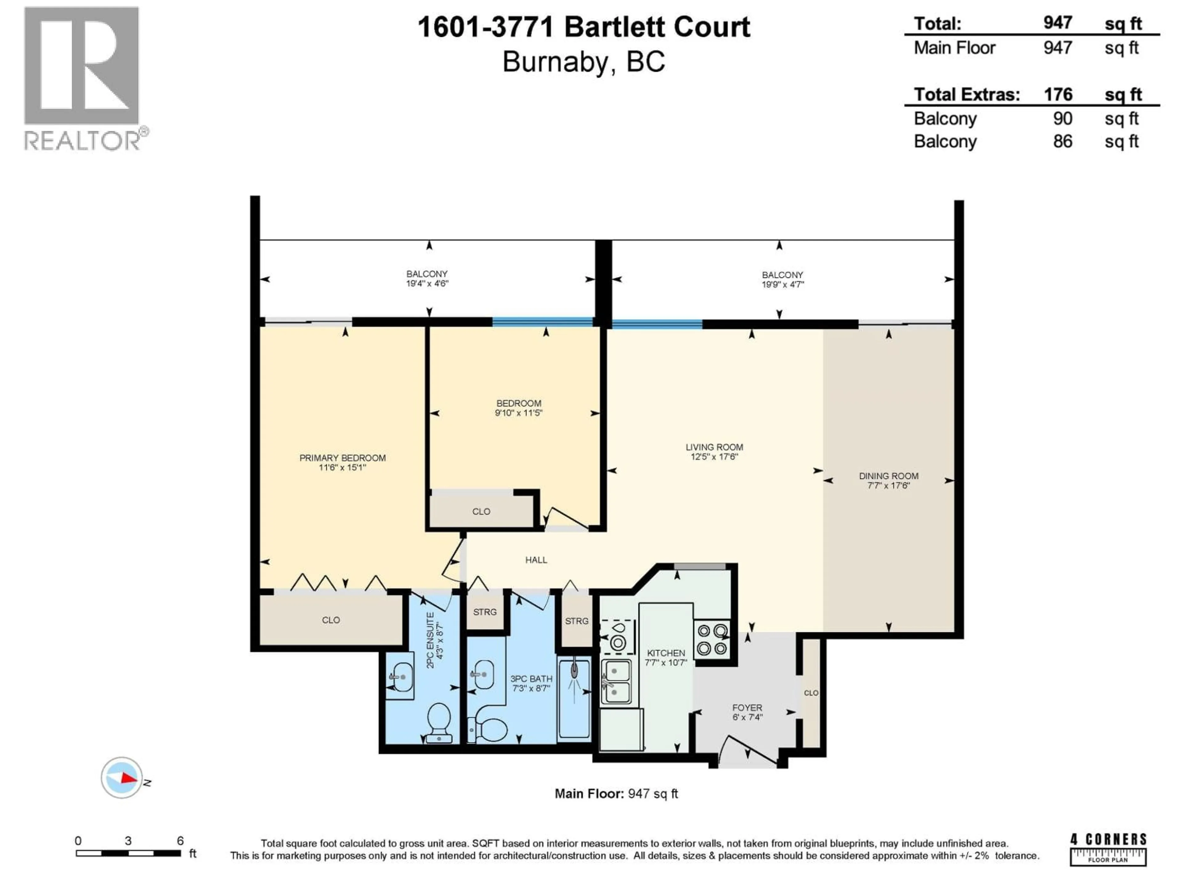 Floor plan for 1601 - 3771 BARTLETT COURT, Burnaby British Columbia V3J7G8