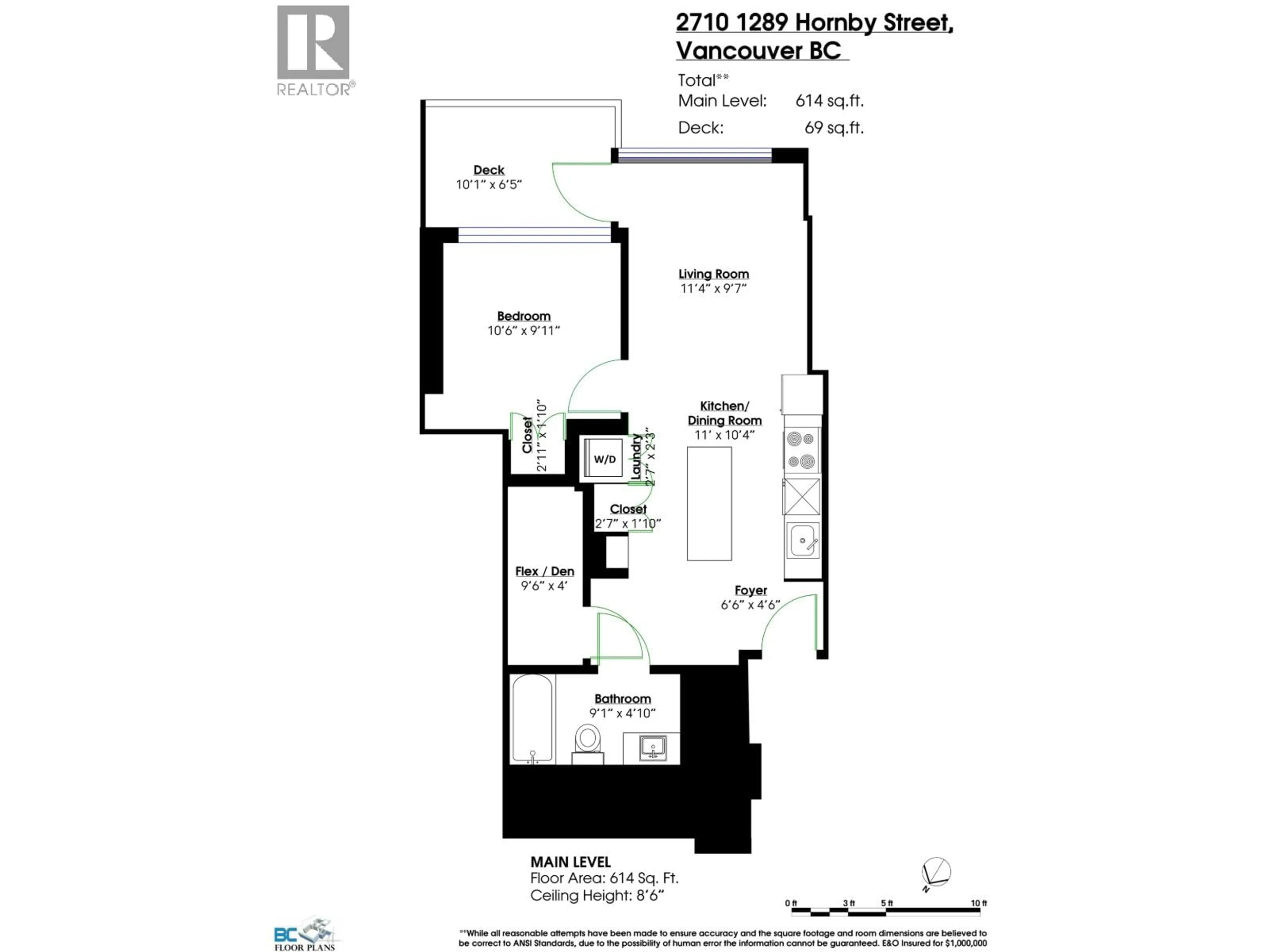 Floor plan for 2710 - 1289 HORNBY STREET, Vancouver British Columbia V6Z0G7