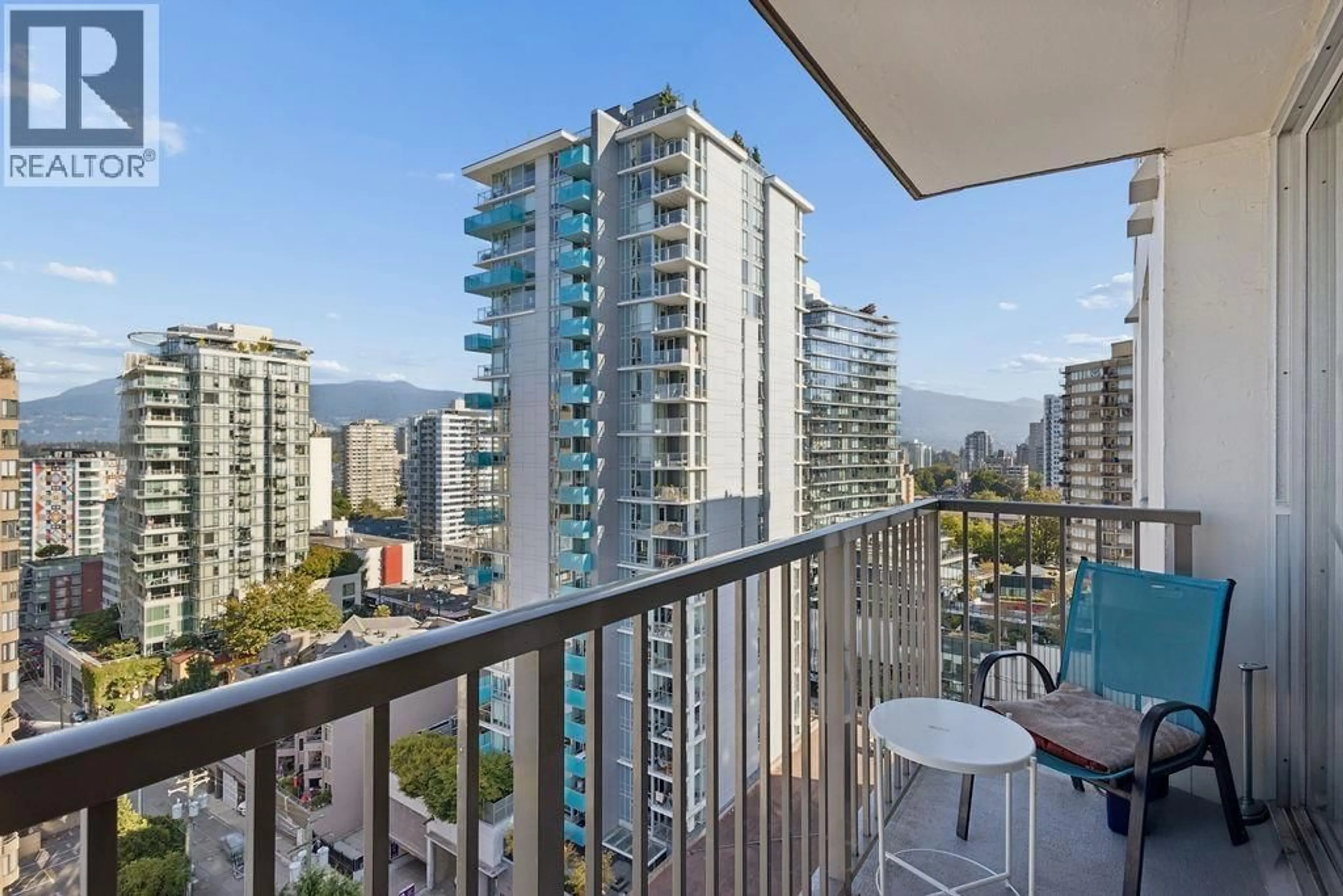 Balcony in the apartment, city buildings view from balcony for 1503 - 1251 CARDERO STREET, Vancouver British Columbia V6G2H9