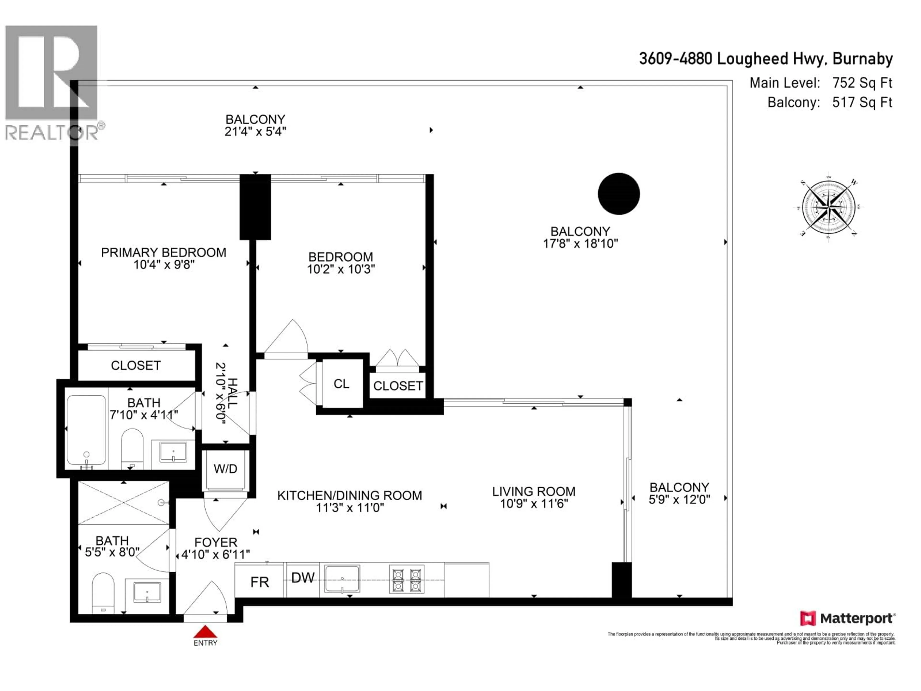 Floor plan for 3609 - 4880 LOUGHEED HIGHWAY, Burnaby British Columbia V5C0N1