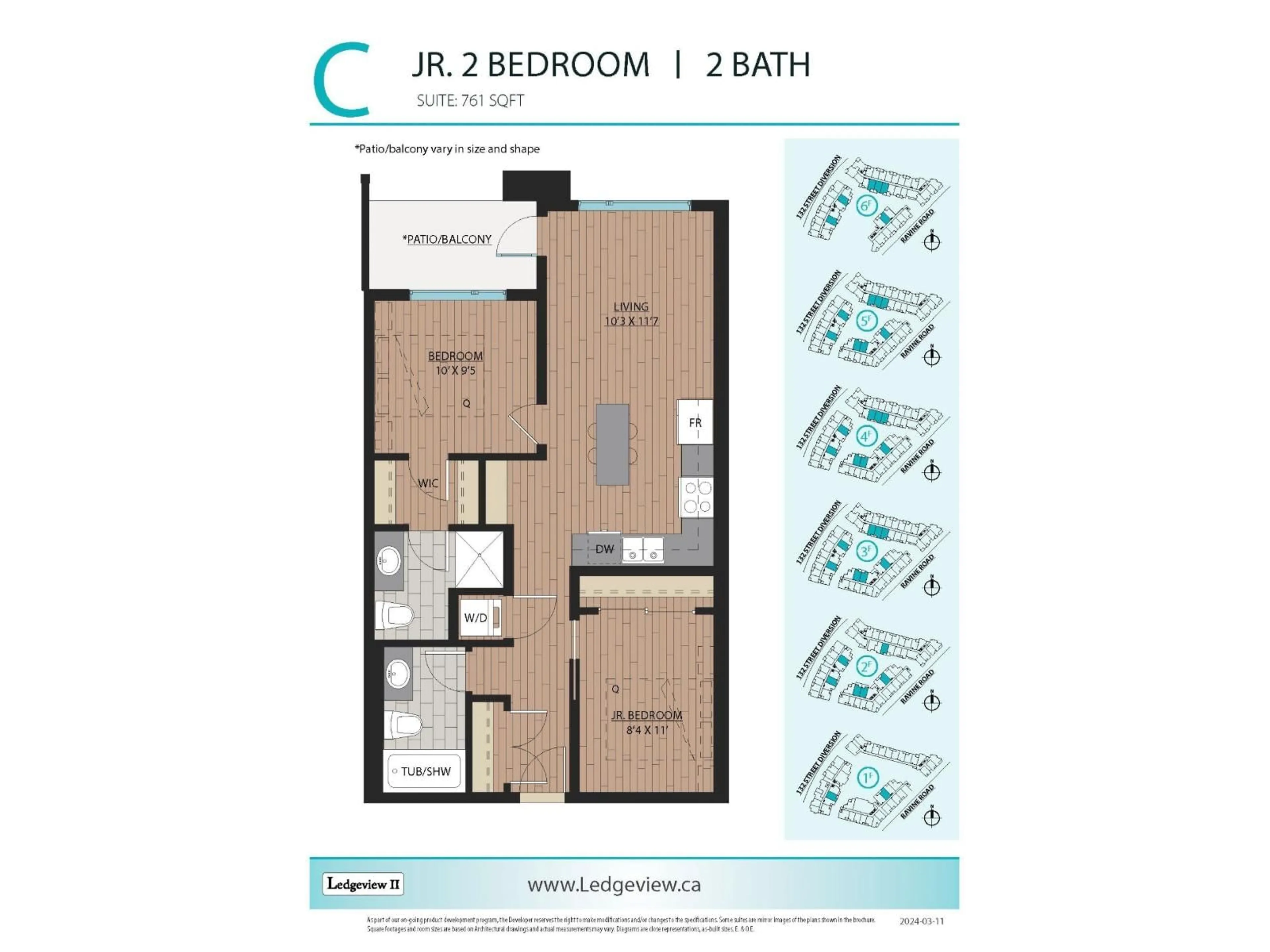 Floor plan for 609 - 11063 RAVINE ROAD, Surrey British Columbia V3T3X5