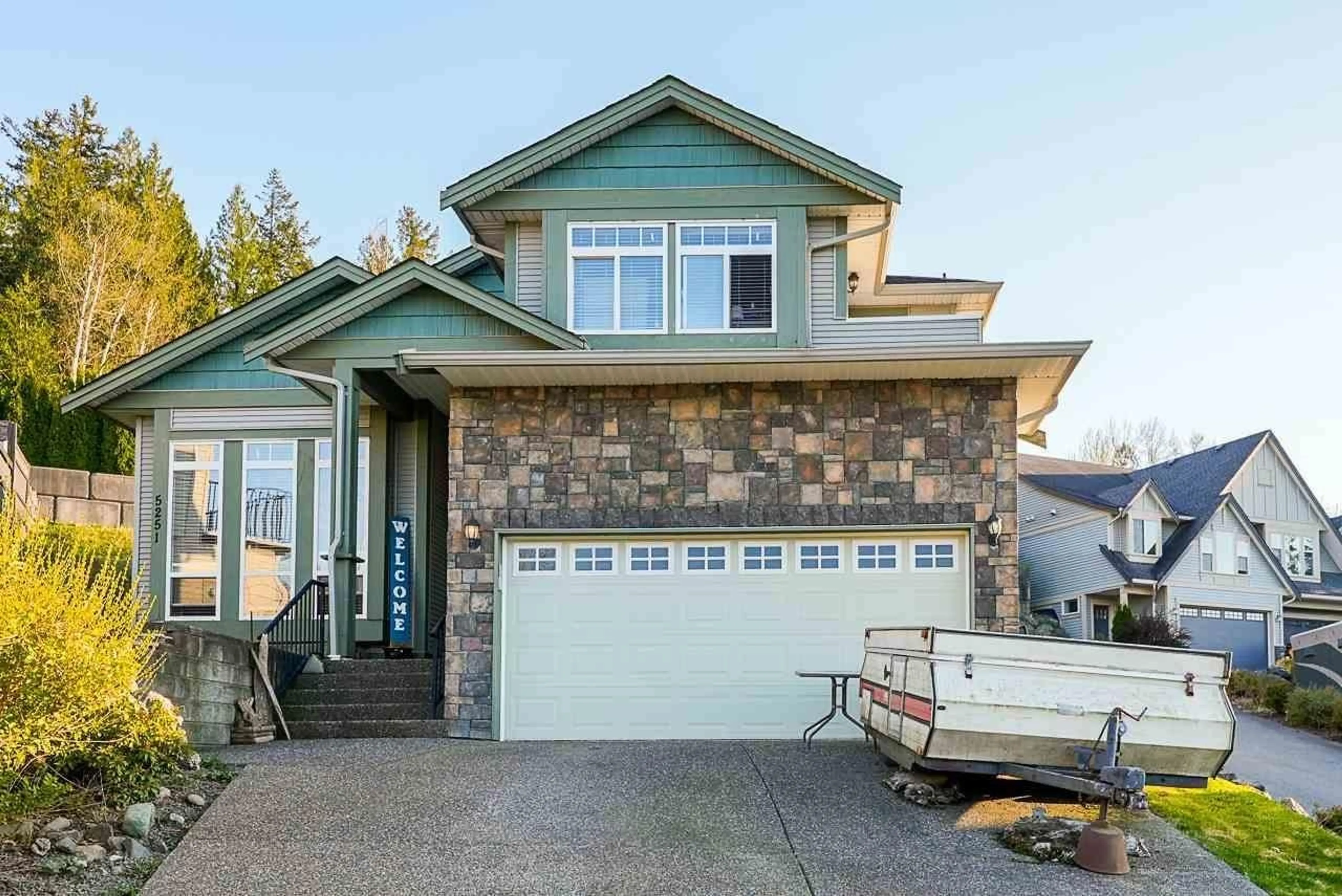 Home with vinyl exterior material, street for 5251 MARKEL DRIVE, Chilliwack British Columbia V2R5R9