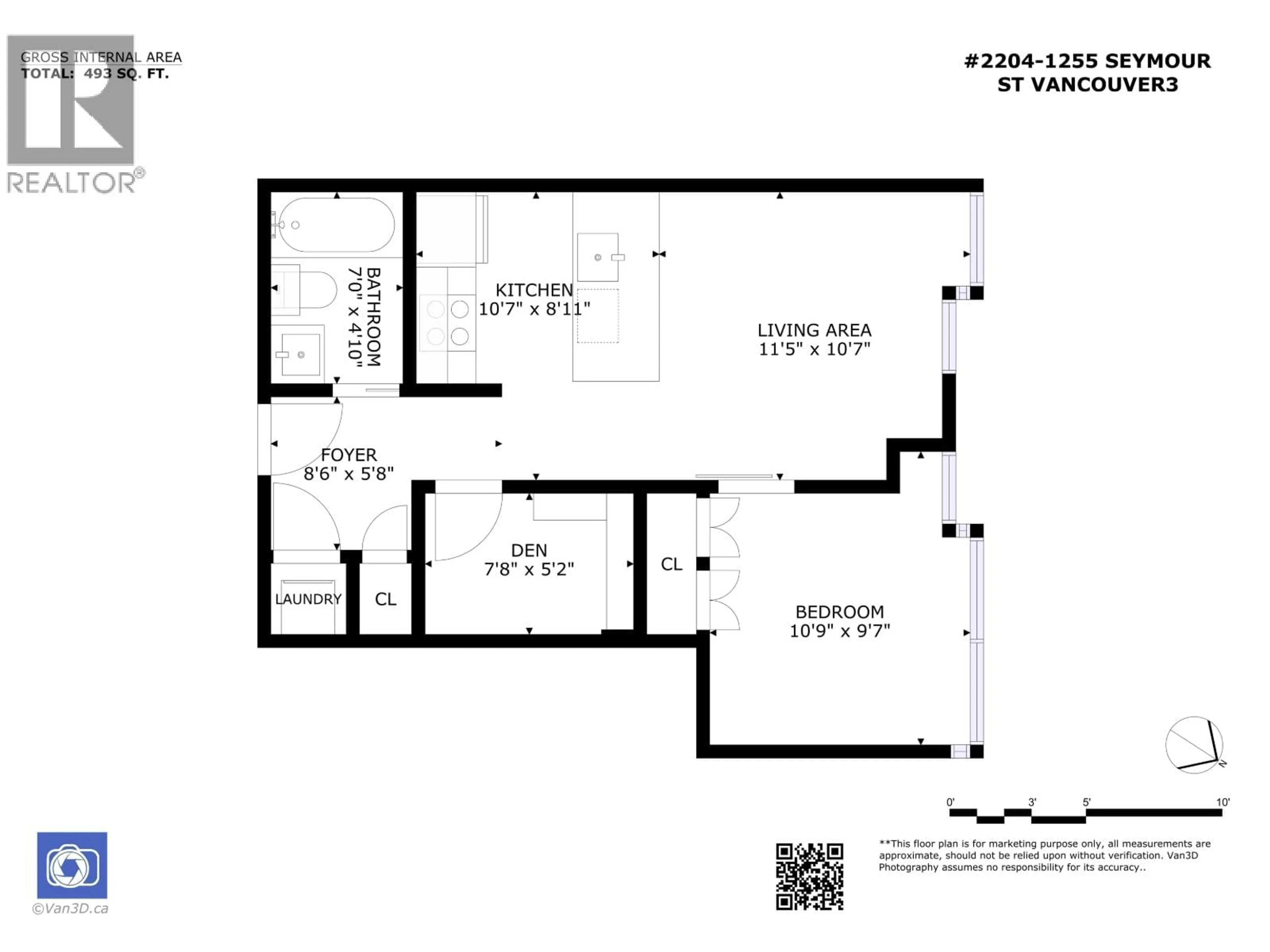 Floor plan for 2204 - 1255 SEYMOUR STREET, Vancouver British Columbia V6B0H1