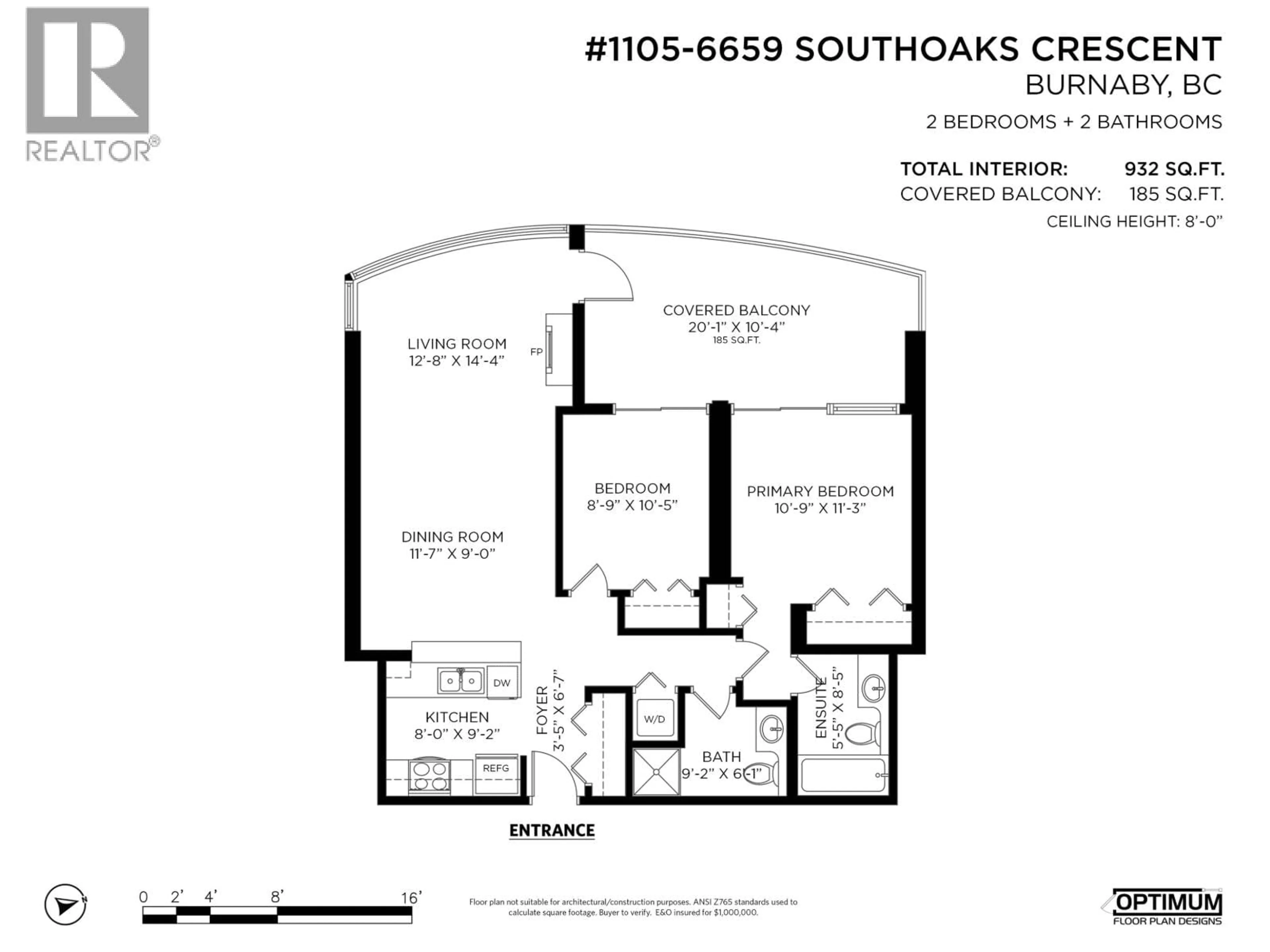 Floor plan for 1105 - 6659 SOUTHOAKS CRESCENT, Burnaby British Columbia V5E4M9