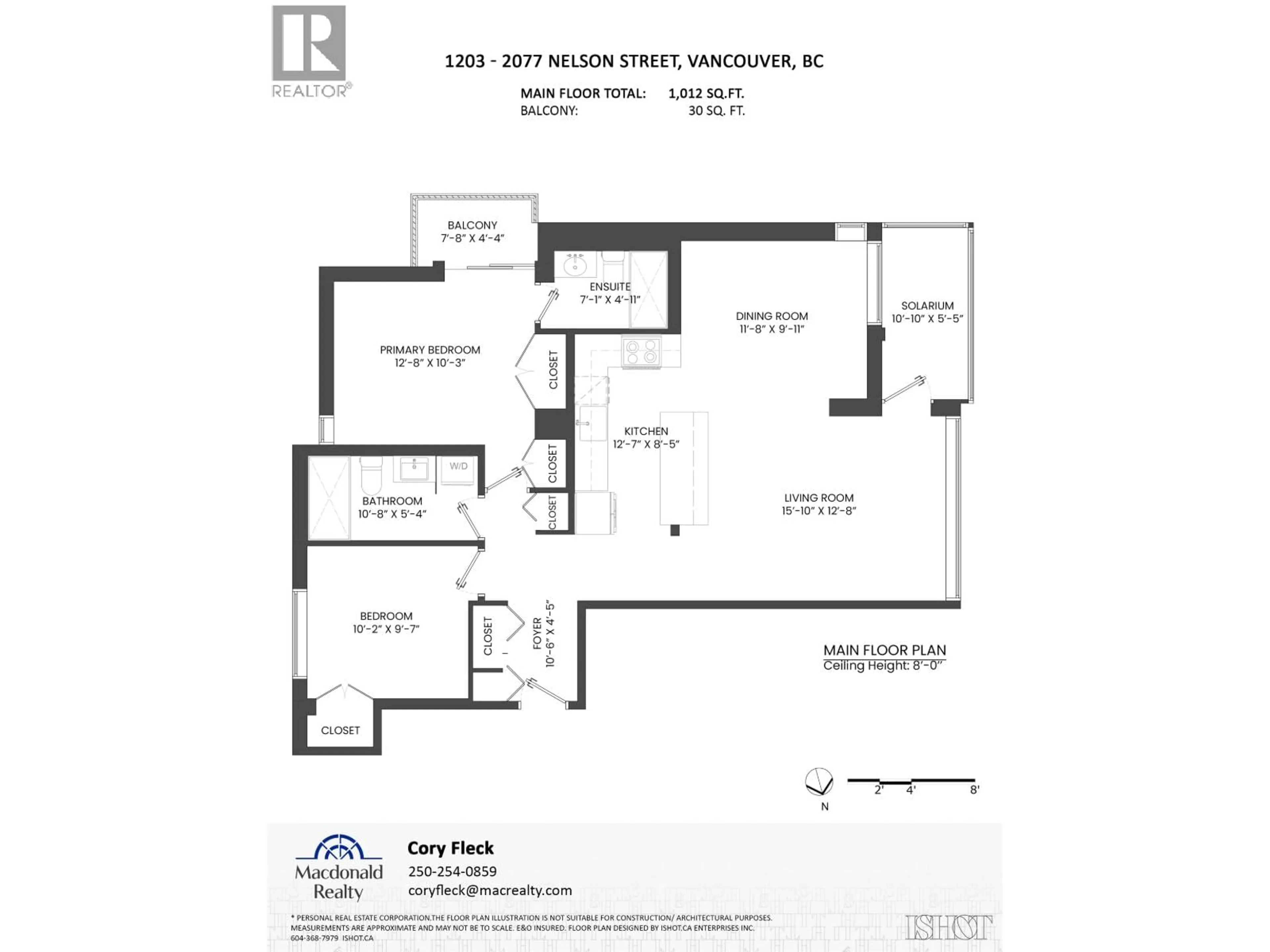 Floor plan for 1203 - 2077 NELSON STREET, Vancouver British Columbia V6G2Y2
