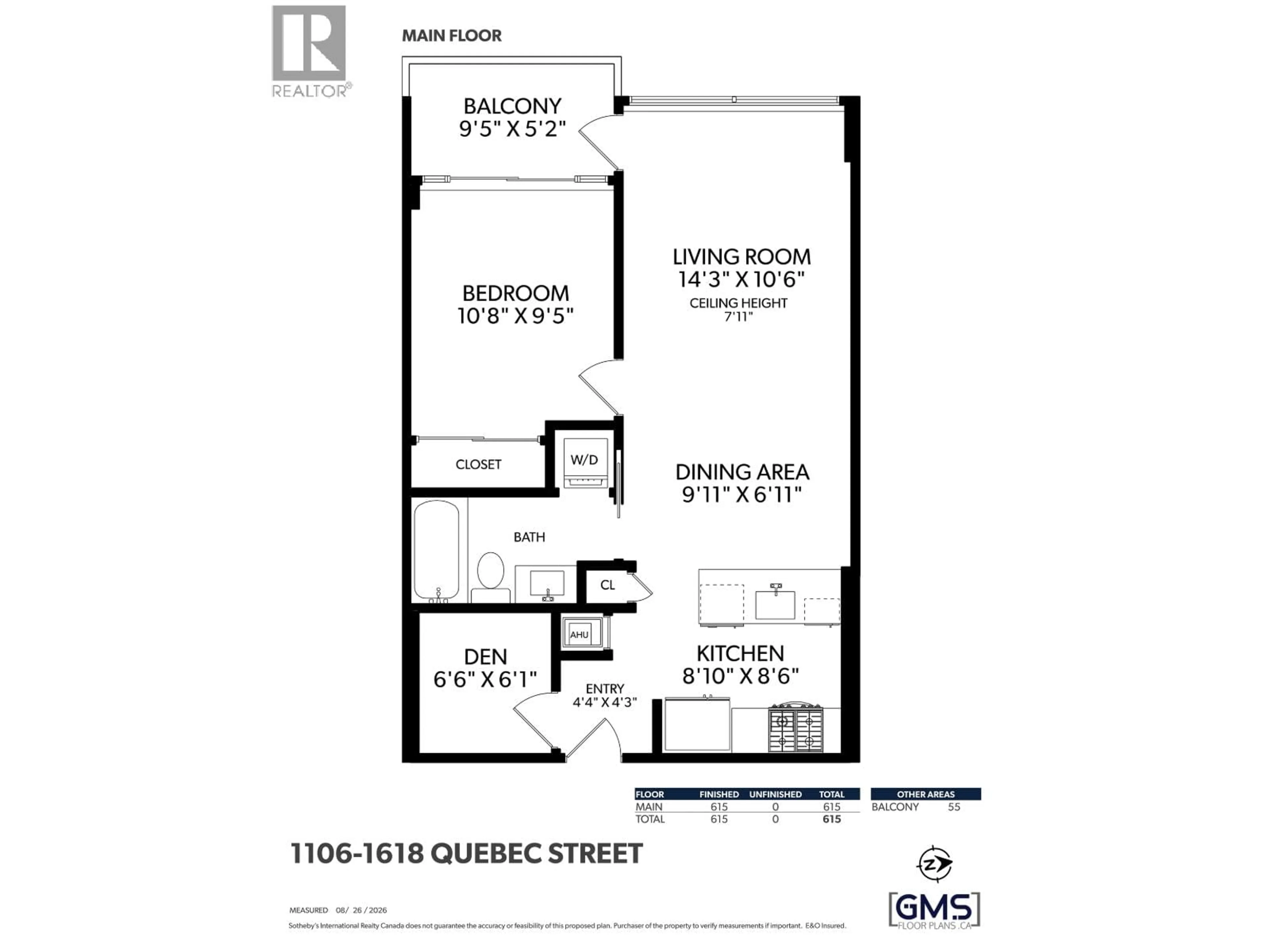 Floor plan for 1106 - 1618 QUEBEC STREET, Vancouver British Columbia V6A0C5