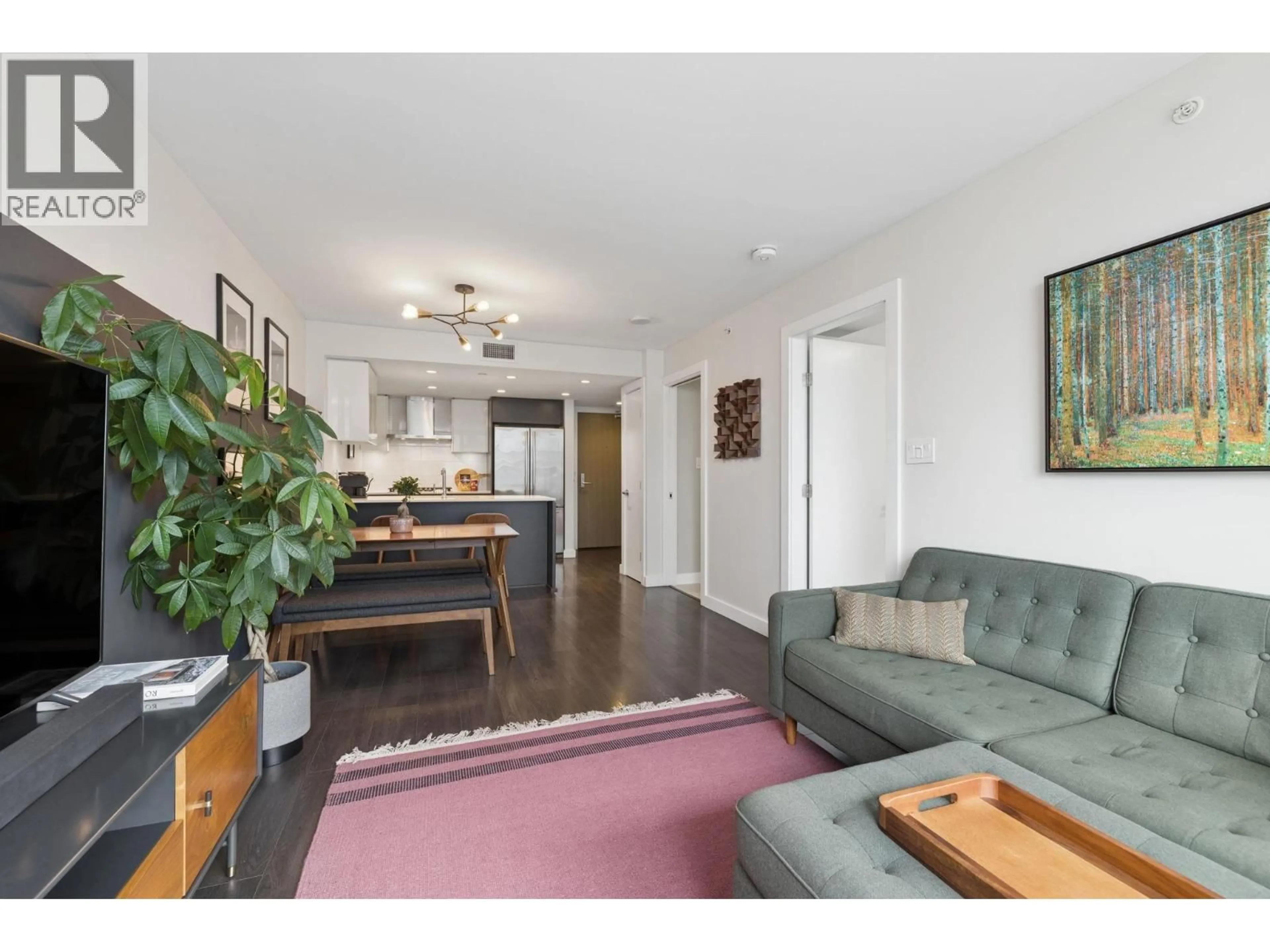 Living room with furniture, wood/laminate floor for 1106 - 1618 QUEBEC STREET, Vancouver British Columbia V6A0C5