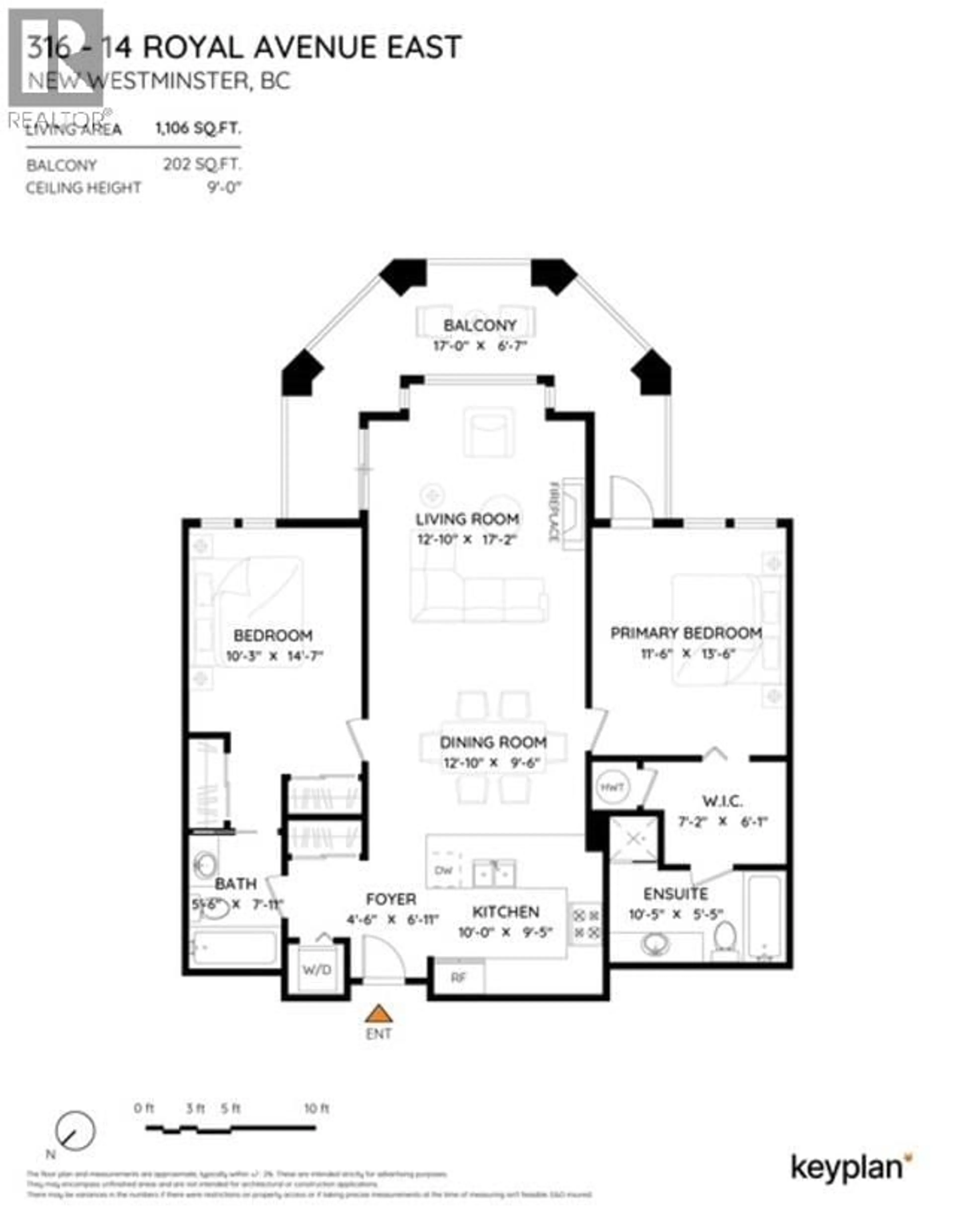 Floor plan for 316 - 14 ROYAL AVENUE, New Westminster British Columbia V3L5W5