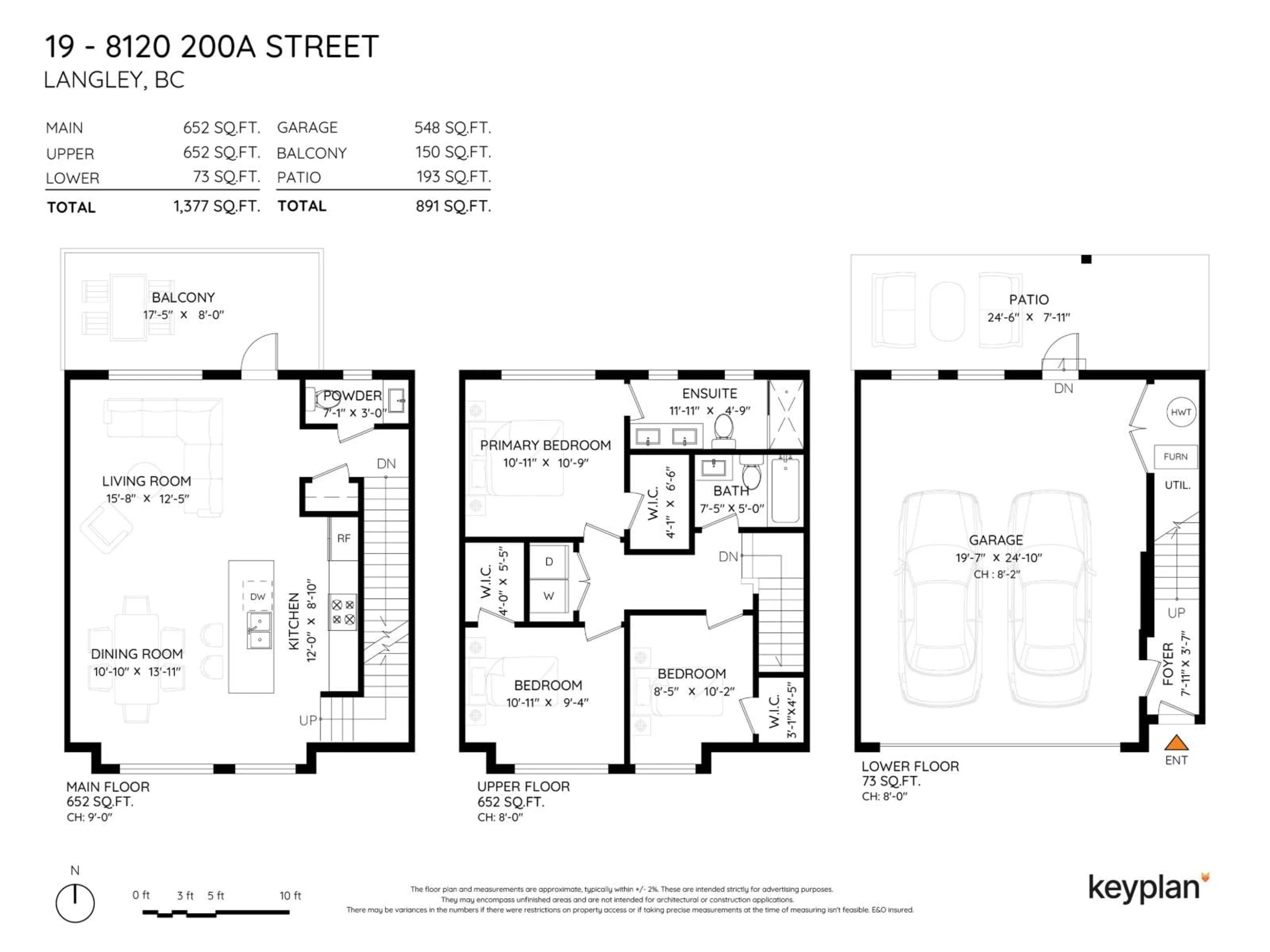 Floor plan for 19 - 8120 200A STREET, Langley British Columbia V2Y3X5