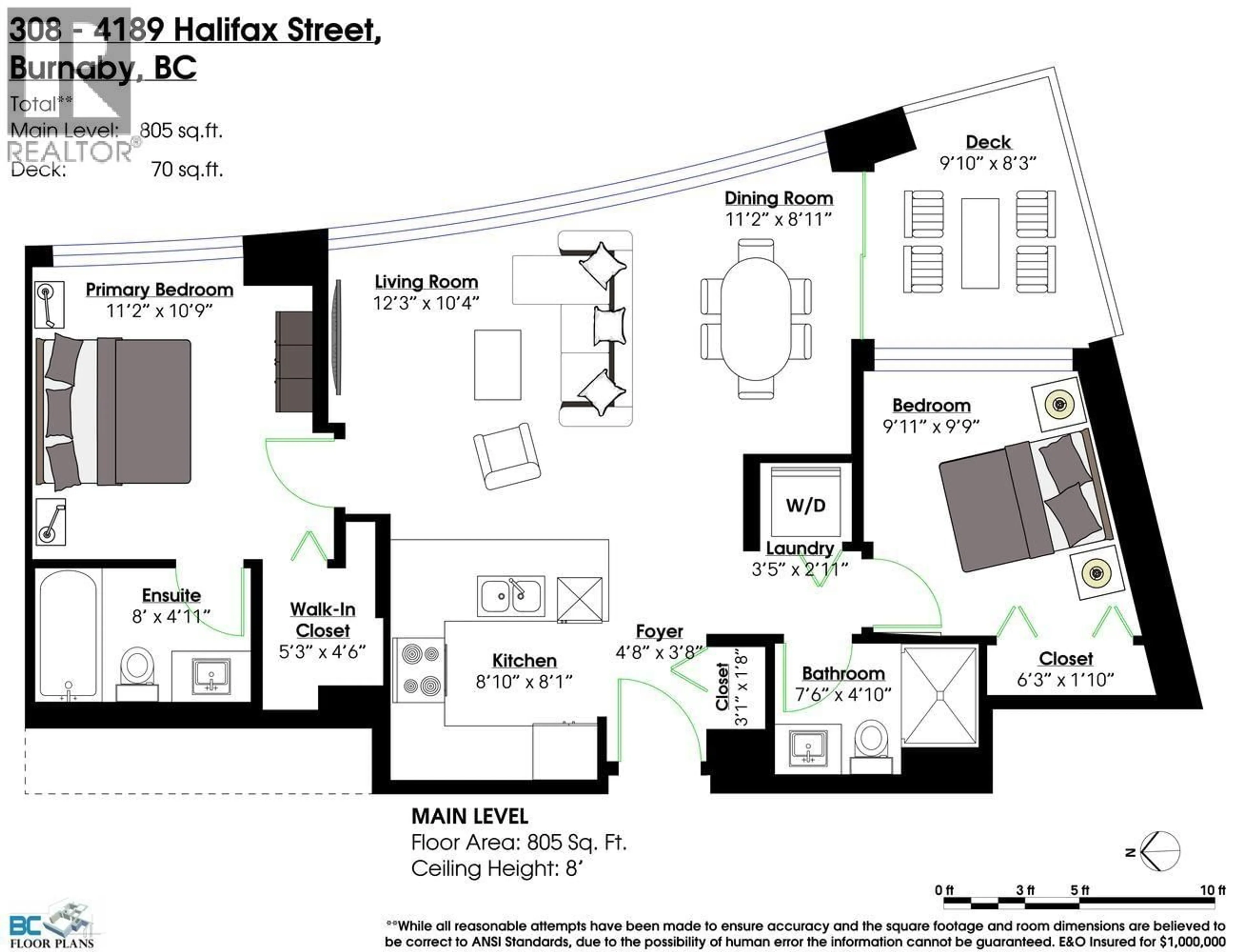Floor plan for 308 - 4189 HALIFAX STREET, Burnaby British Columbia V5C0H9