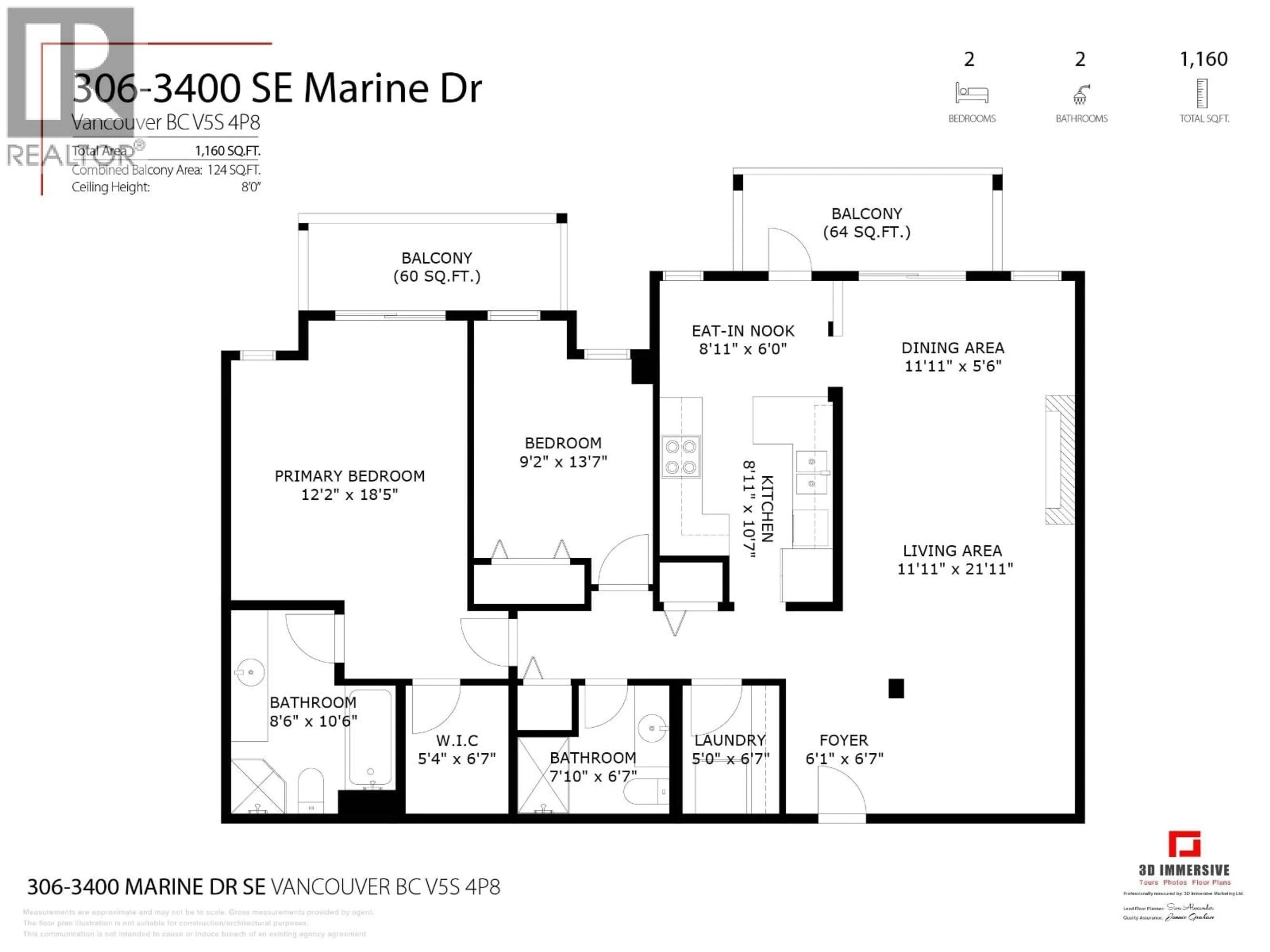 Floor plan for 306 - 3400 MARINR DRIVE, Vancouver British Columbia V5S4P8