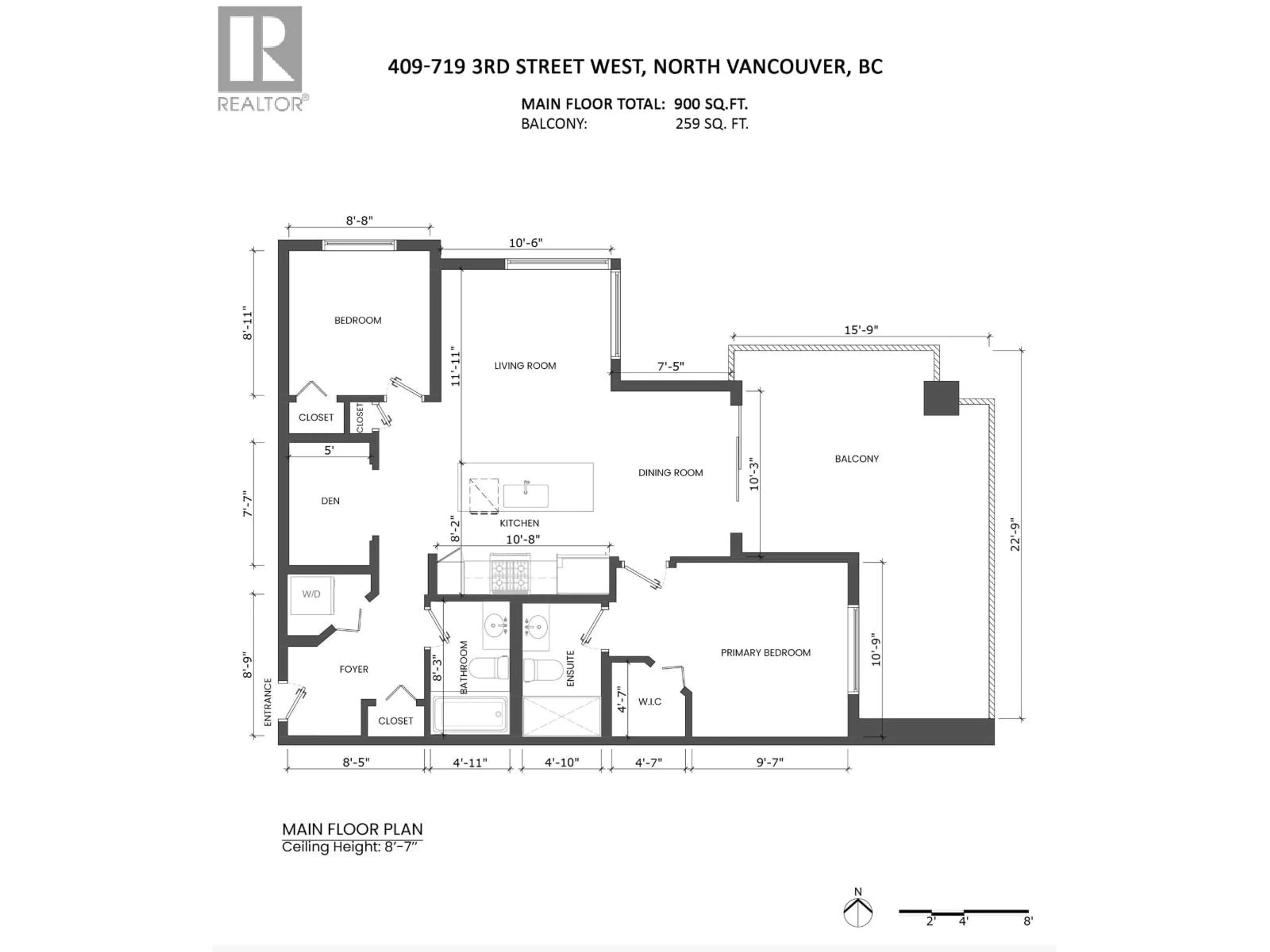 Floor plan for 409 - 719 3RD STREET, North Vancouver British Columbia V7M0E7