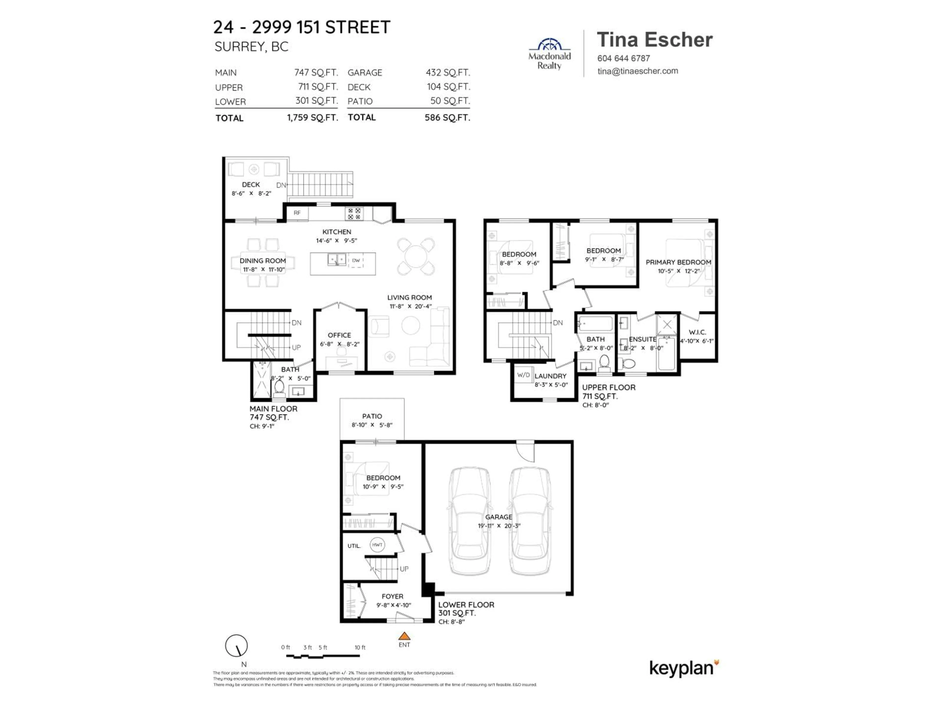 Floor plan for 24 - 2999 151 STREET, Surrey British Columbia V4P0G1