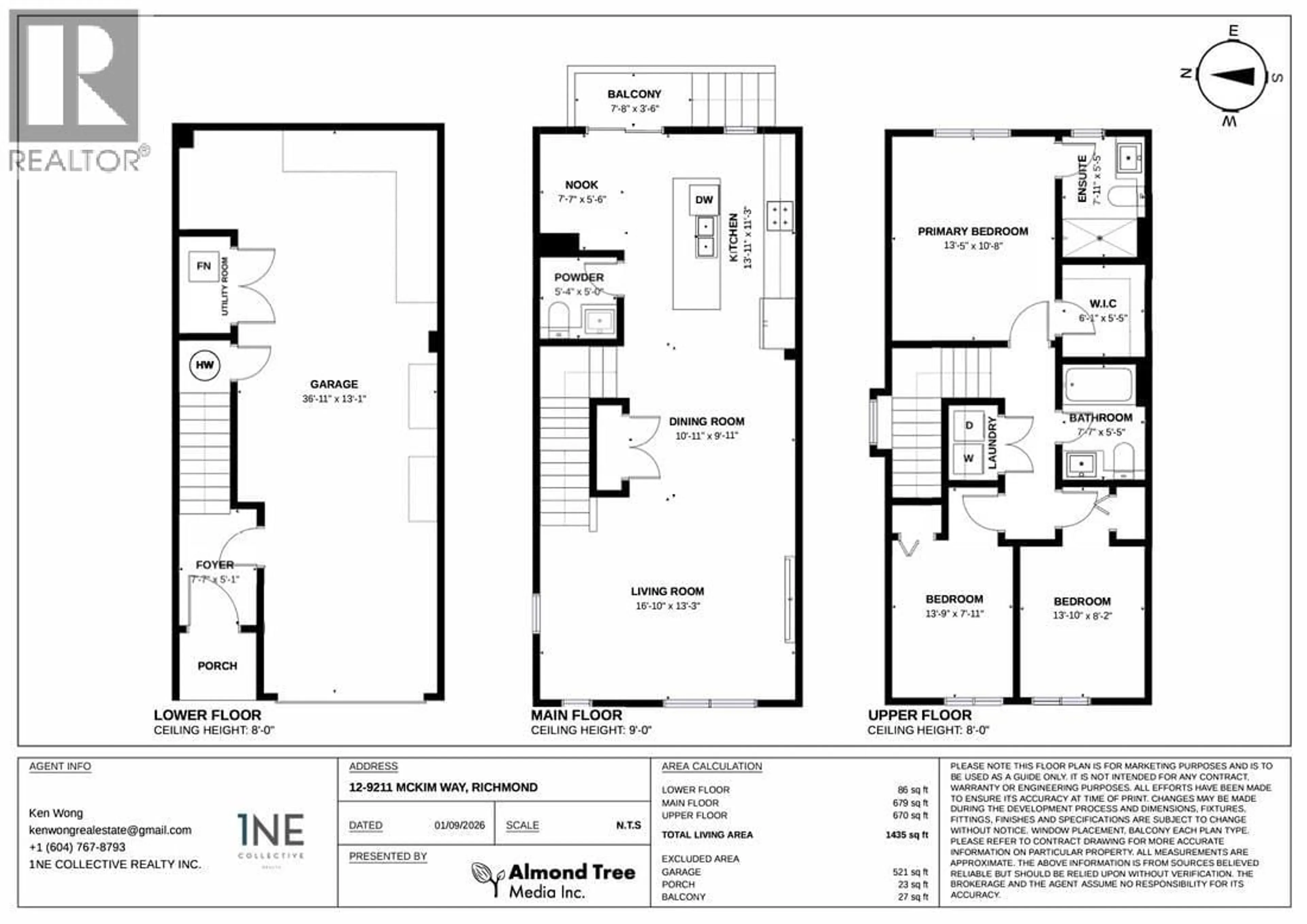 Floor plan for 12 - 9211 MCKIM WAY, Richmond British Columbia V6X0T1