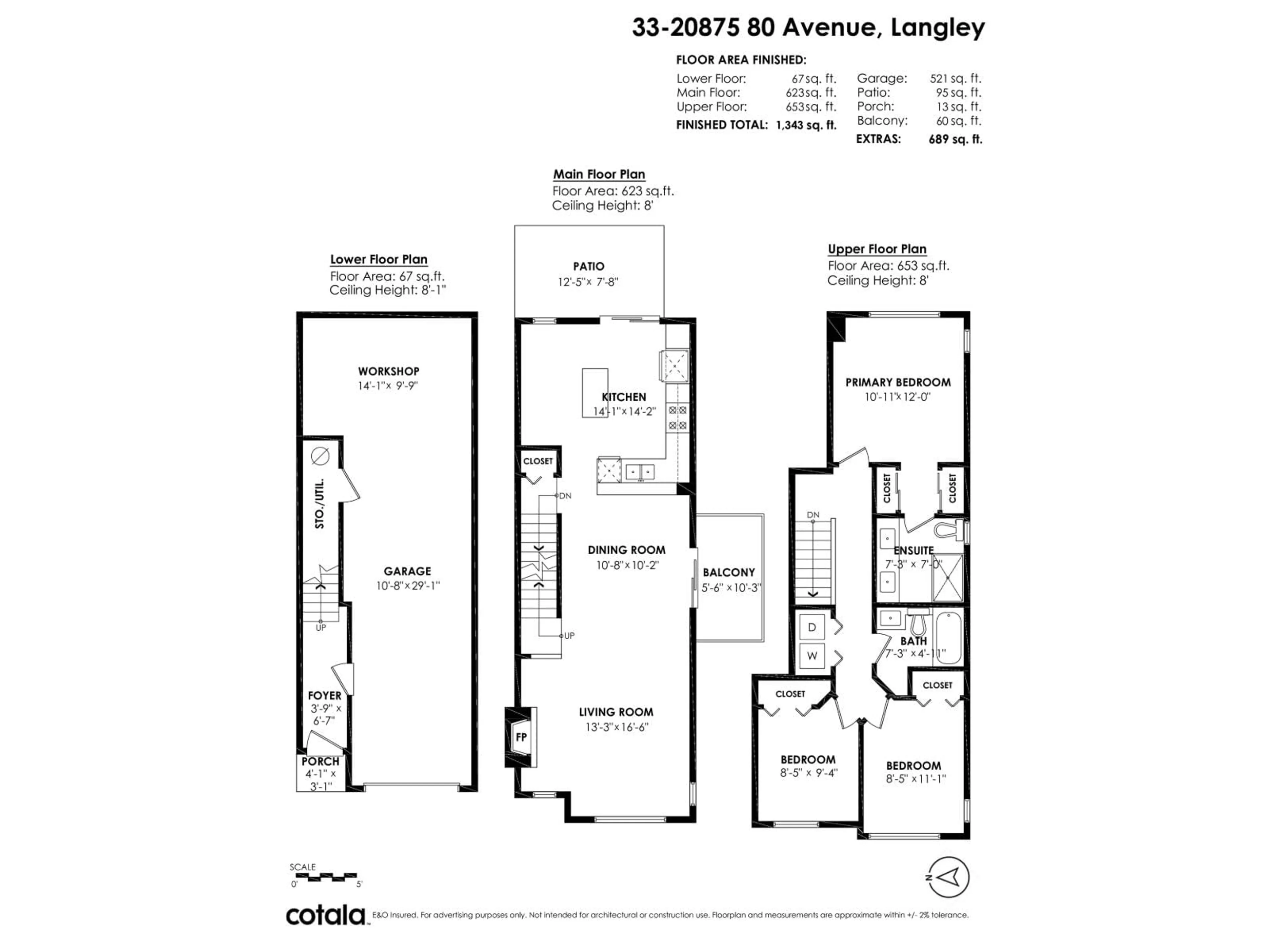 Floor plan for 33 - 20875 80 AVENUE, Langley British Columbia V2Y2Y1