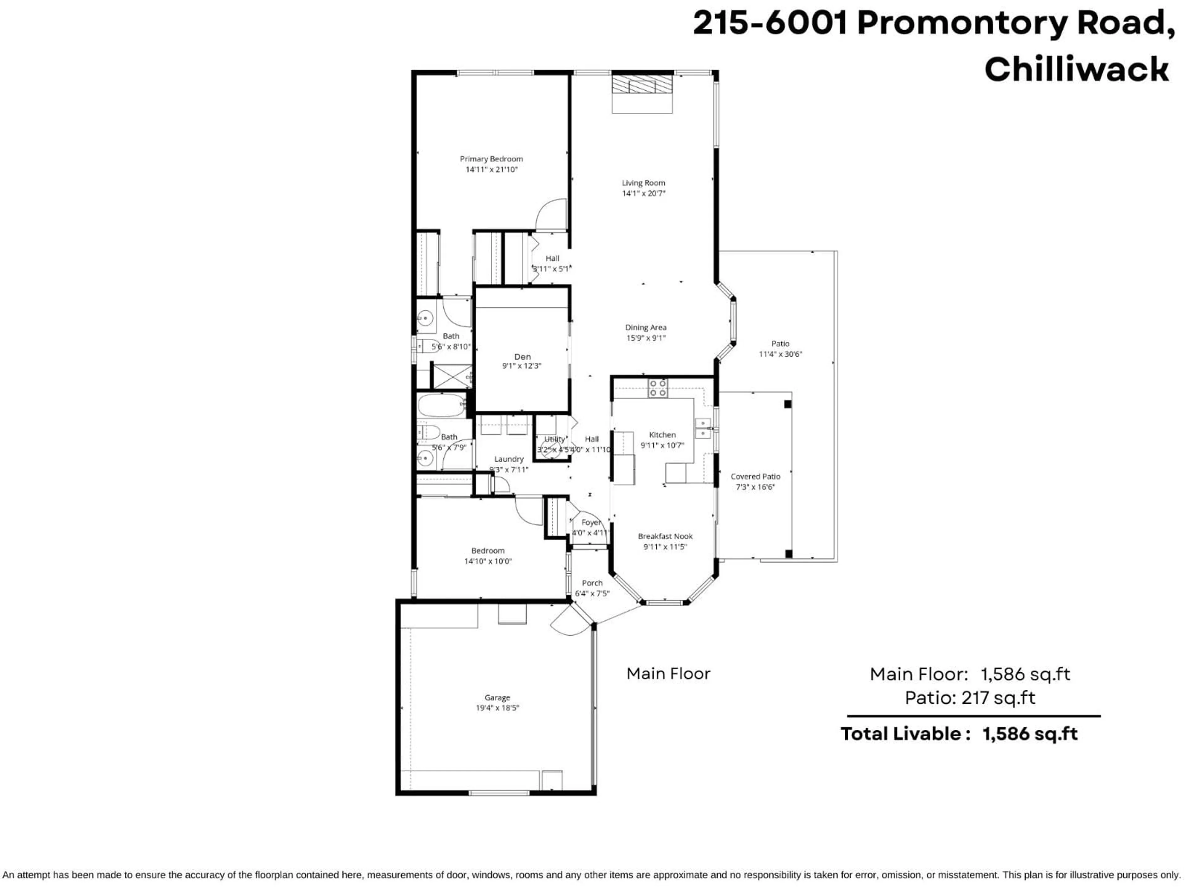 Floor plan for 215 - 6001 PROMONTORY ROAD, Chilliwack British Columbia V2R3E3