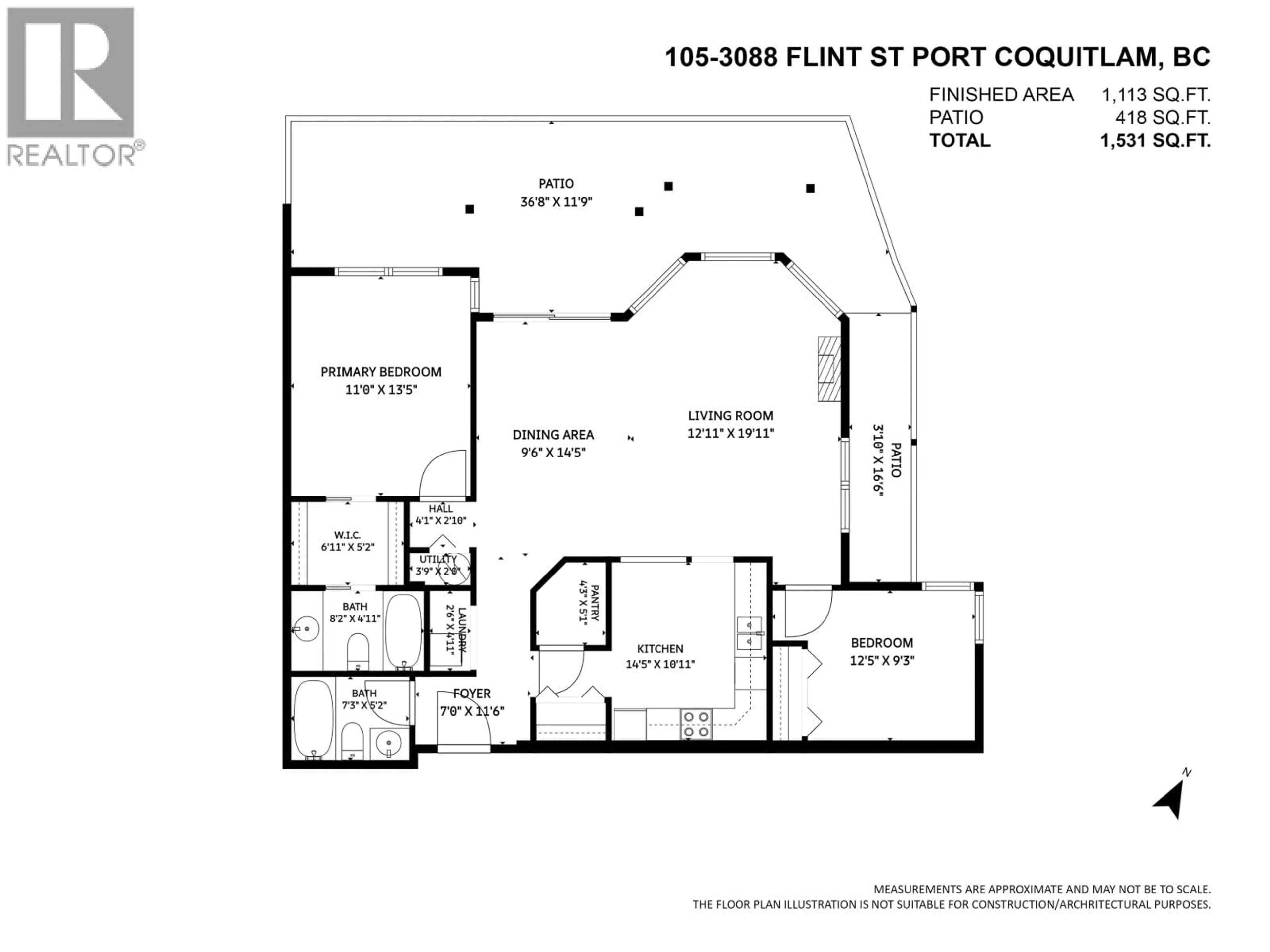 Floor plan for 105 - 3088 FLINT STREET, Port Coquitlam British Columbia V3B4H5