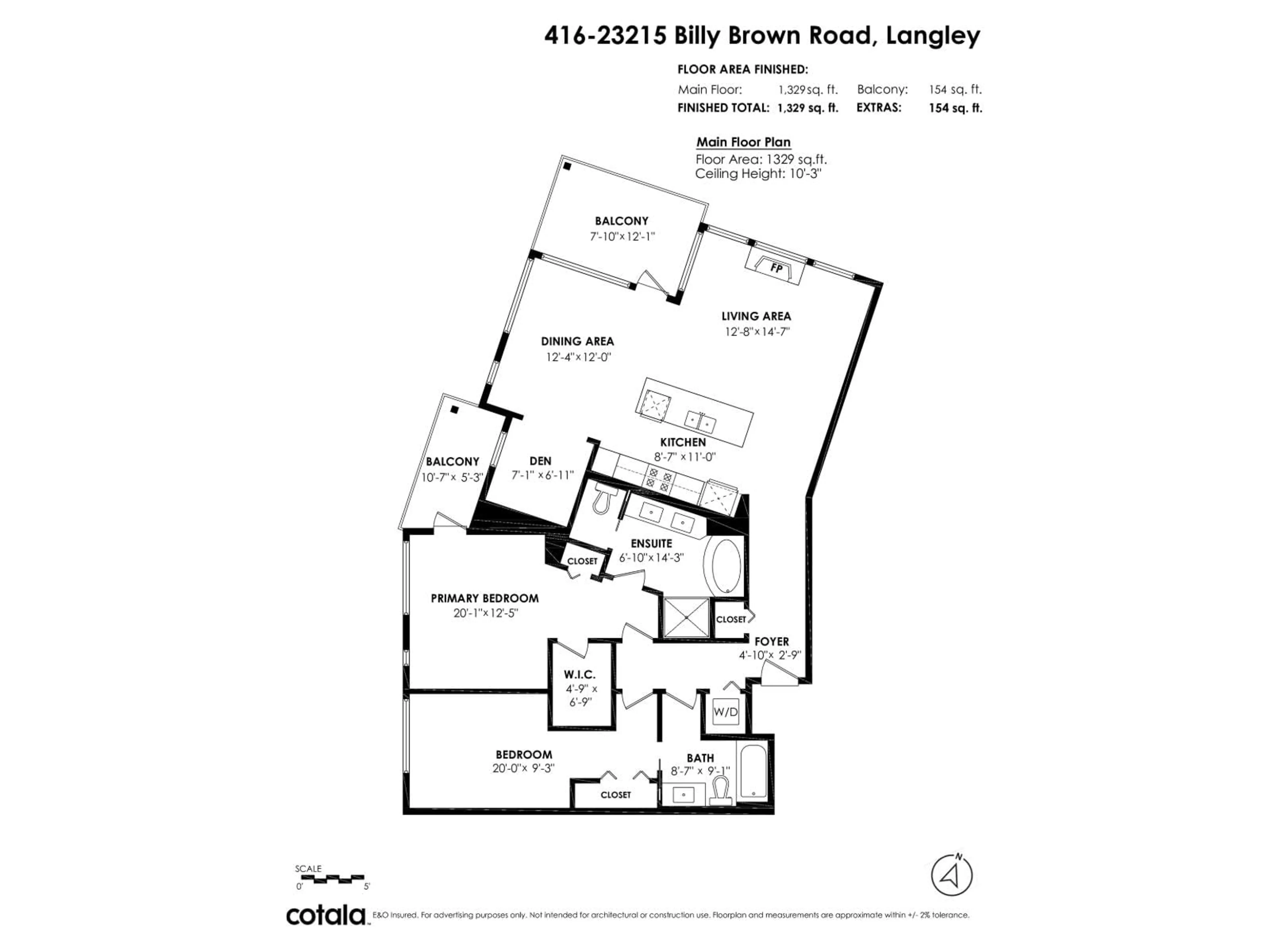 Floor plan for 416 - 23215 BILLY BROWN ROAD, Langley British Columbia V1M0B7