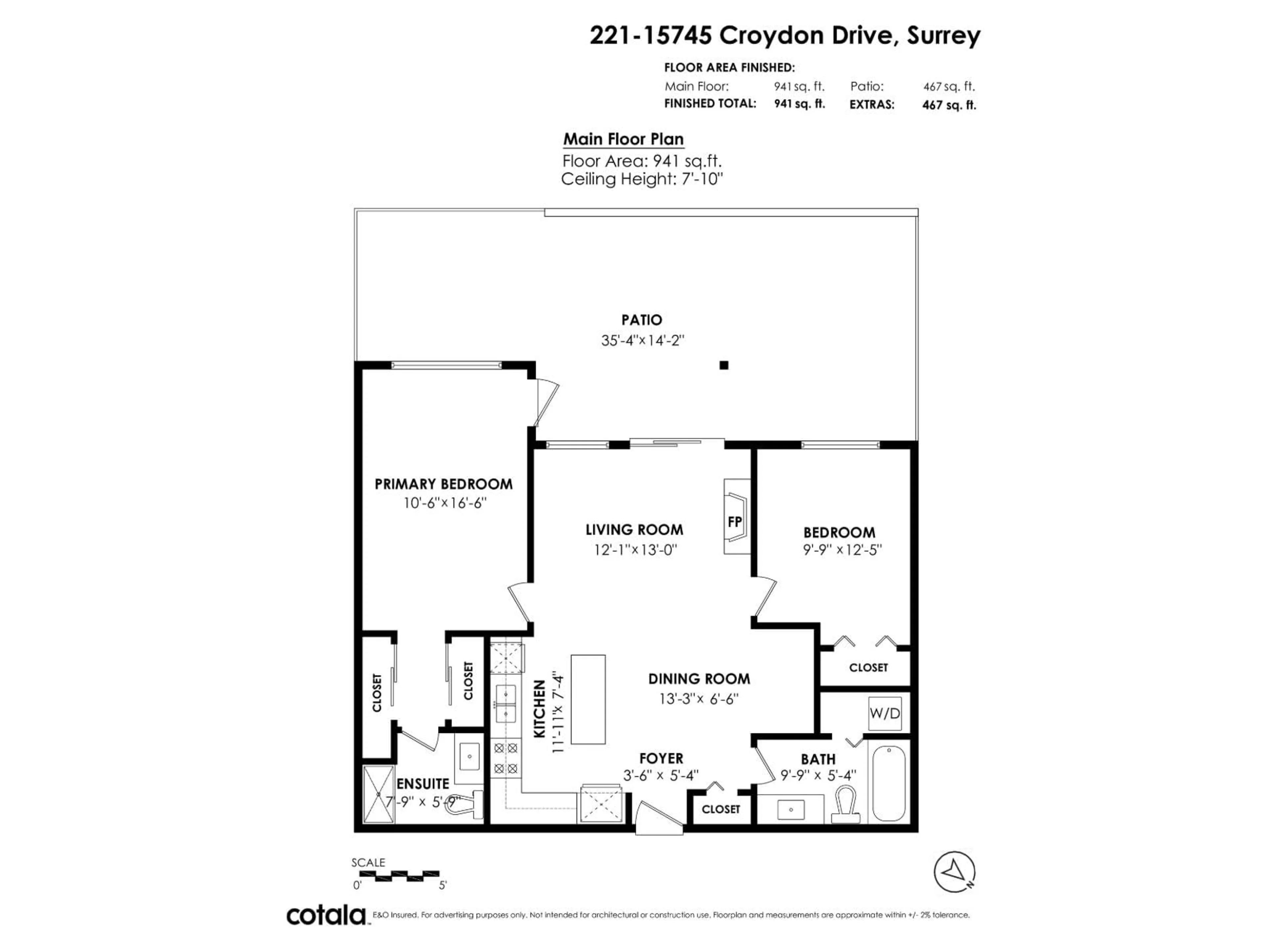 Floor plan for 221 - 15745 CROYDON DRIVE, Surrey British Columbia V3Z2L5