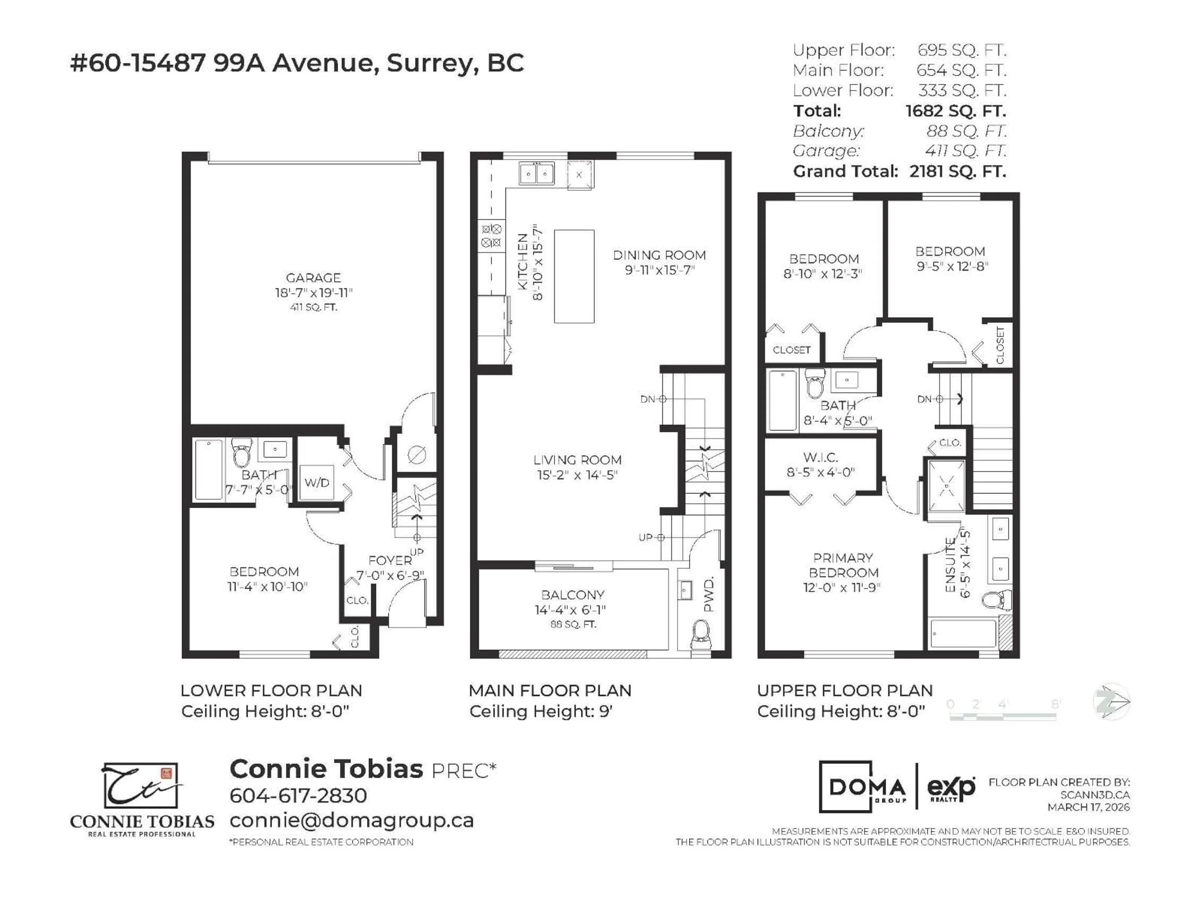 Floor plan for 60 - 15487 99A AVENUE, Surrey British Columbia V3R0G9