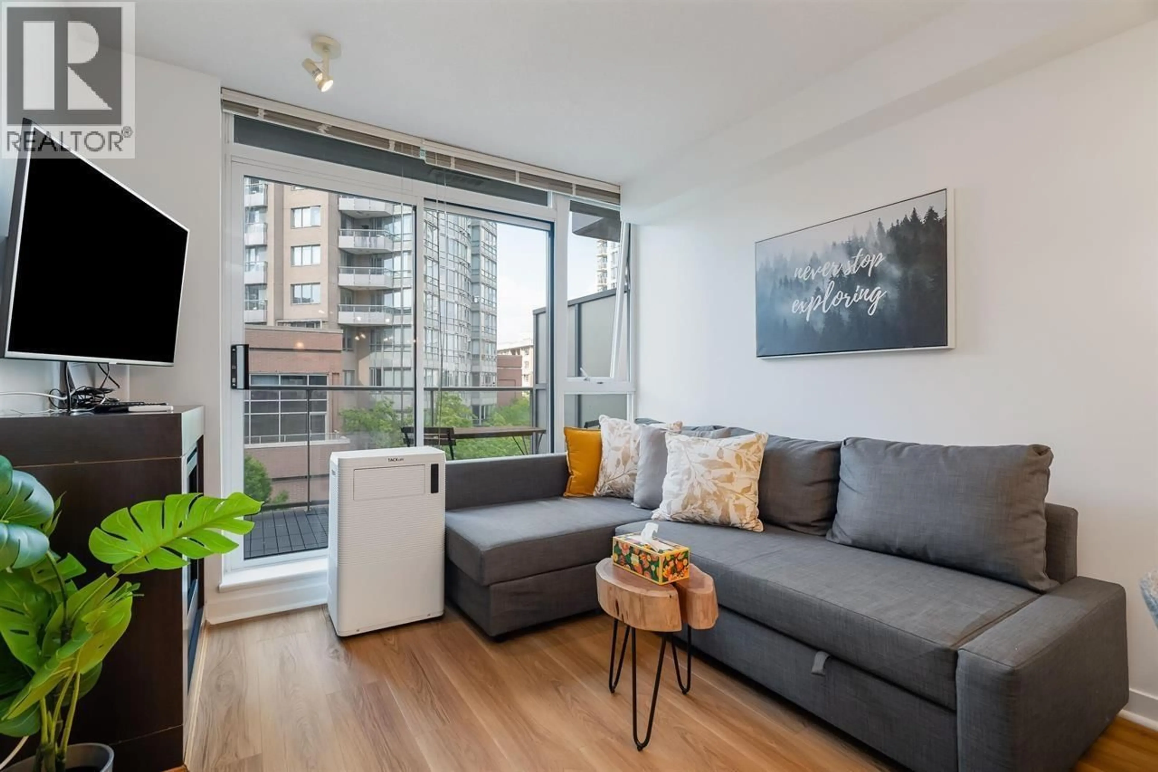 Living room with furniture, wood/laminate floor for 517 - 618 ABBOTT STREET, Vancouver British Columbia V6B0C1
