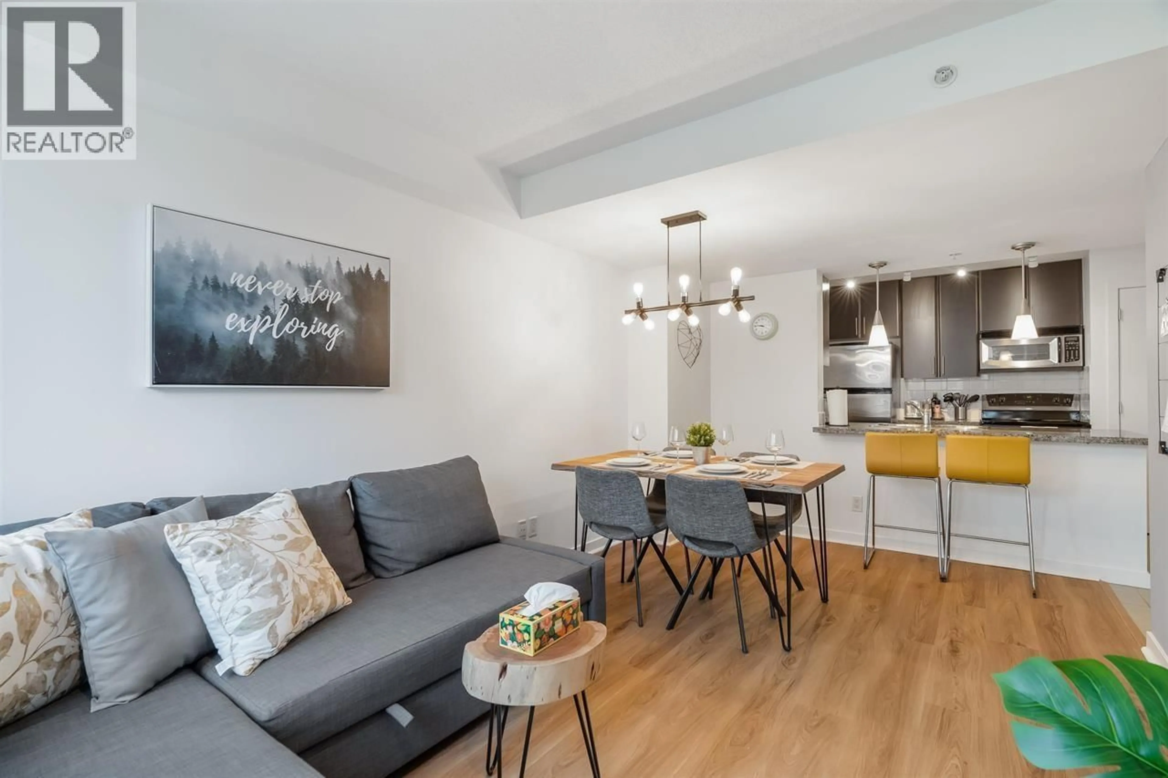 Living room with furniture, wood/laminate floor for 517 - 618 ABBOTT STREET, Vancouver British Columbia V6B0C1