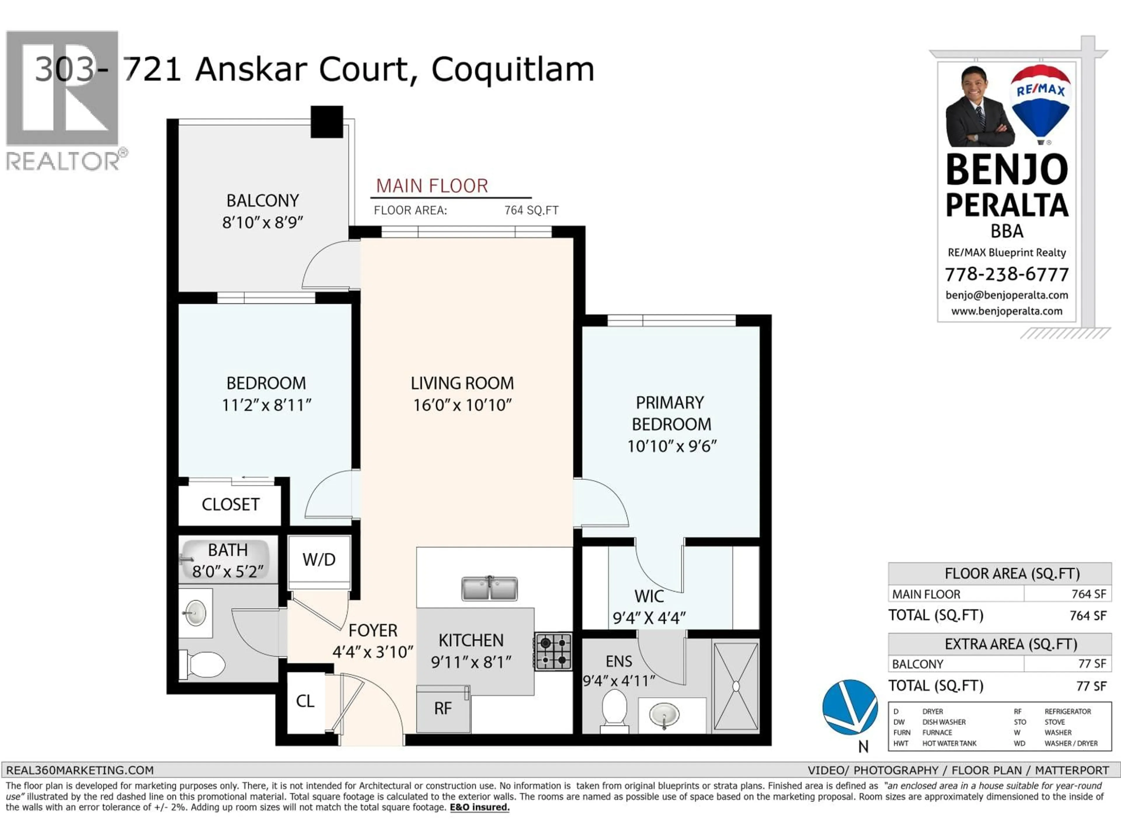 Floor plan for 303 - 721 ANSKAR COURT, Coquitlam British Columbia V3J0L4