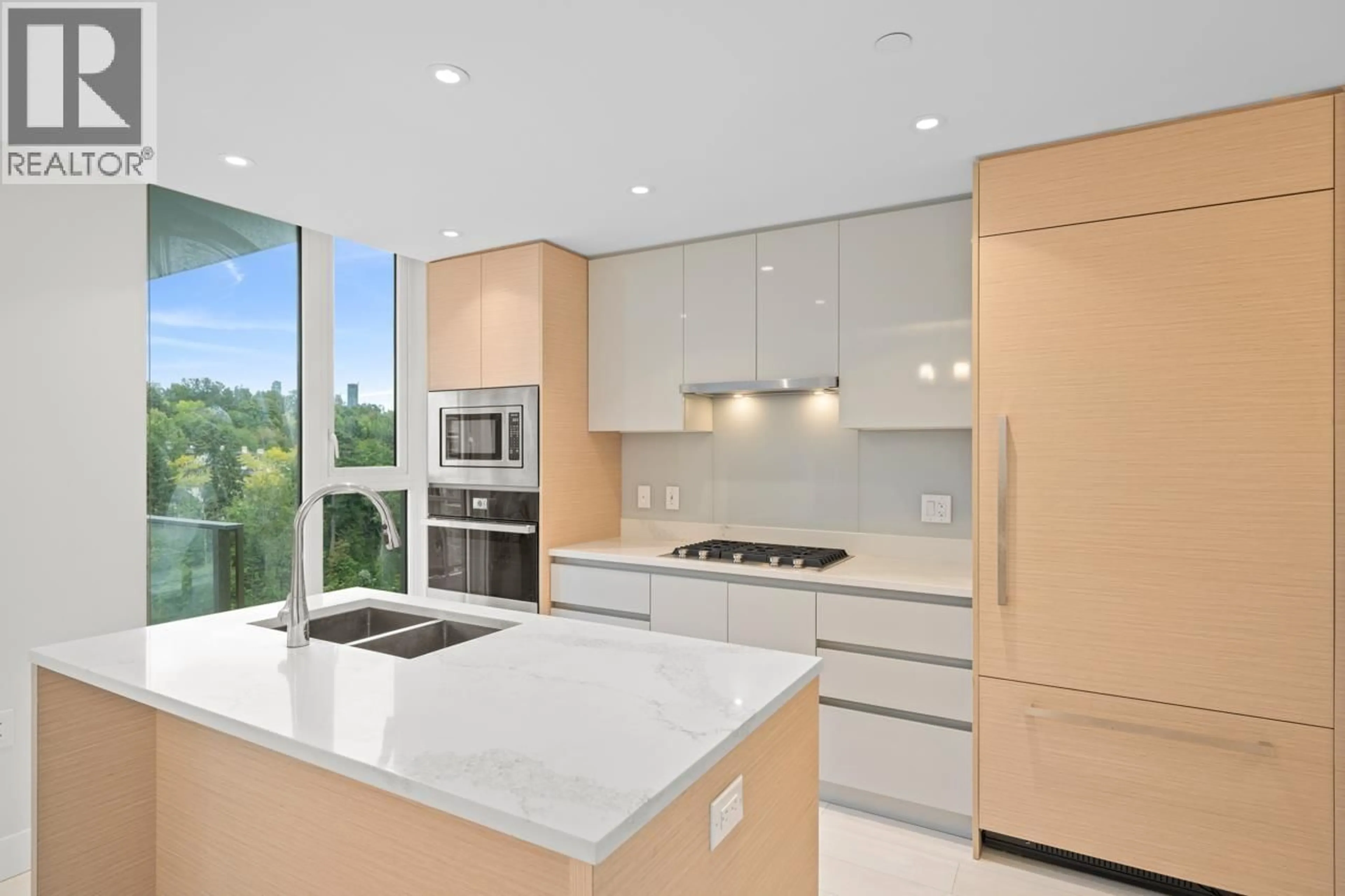 Contemporary kitchen, ceramic/tile floor for 1302 - 3538 SAWMILL CRESCENT, Vancouver British Columbia V5S0J8