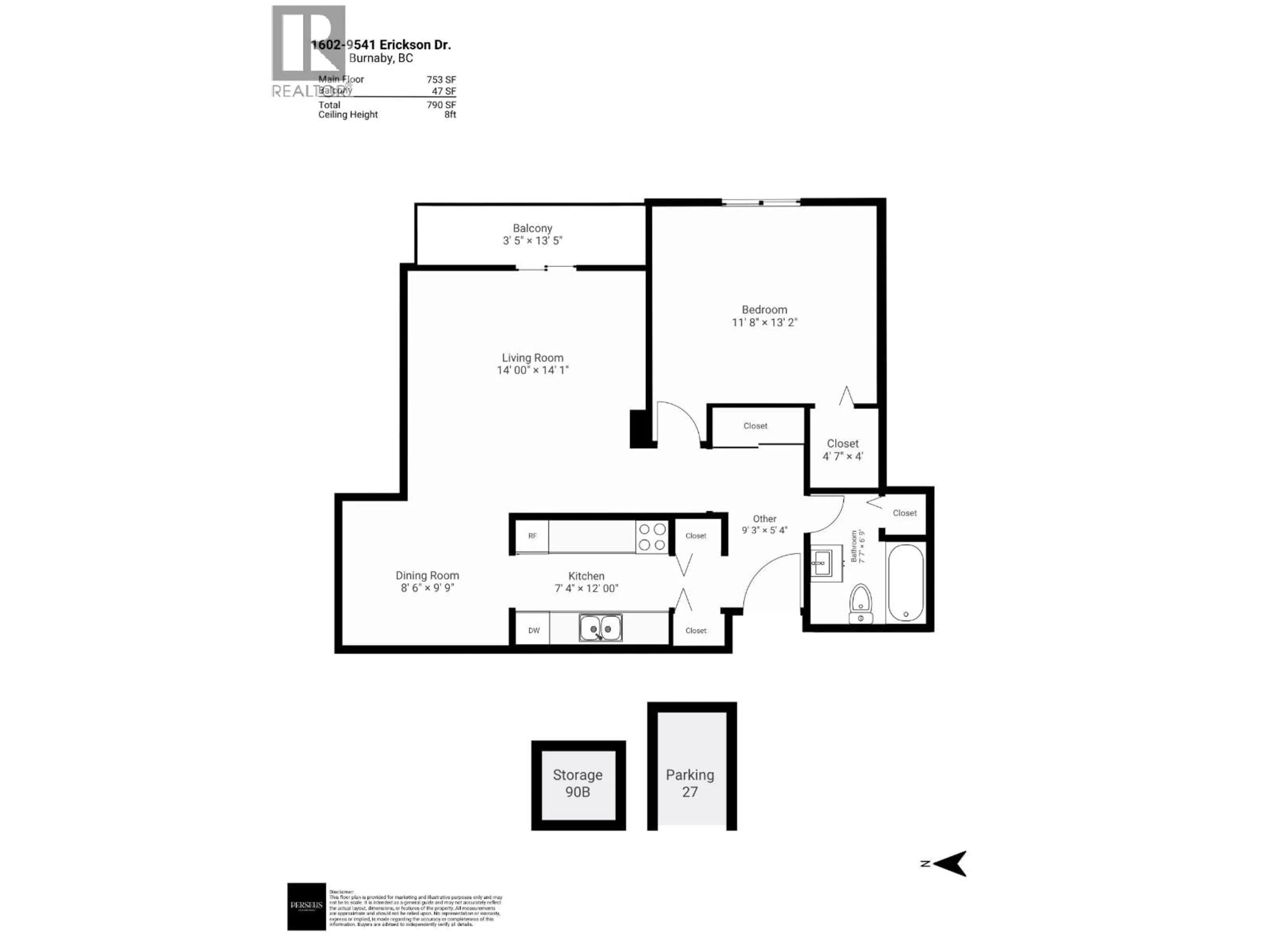 Floor plan for 1602 - 9541 ERICKSON DRIVE, Burnaby British Columbia V3J7N8