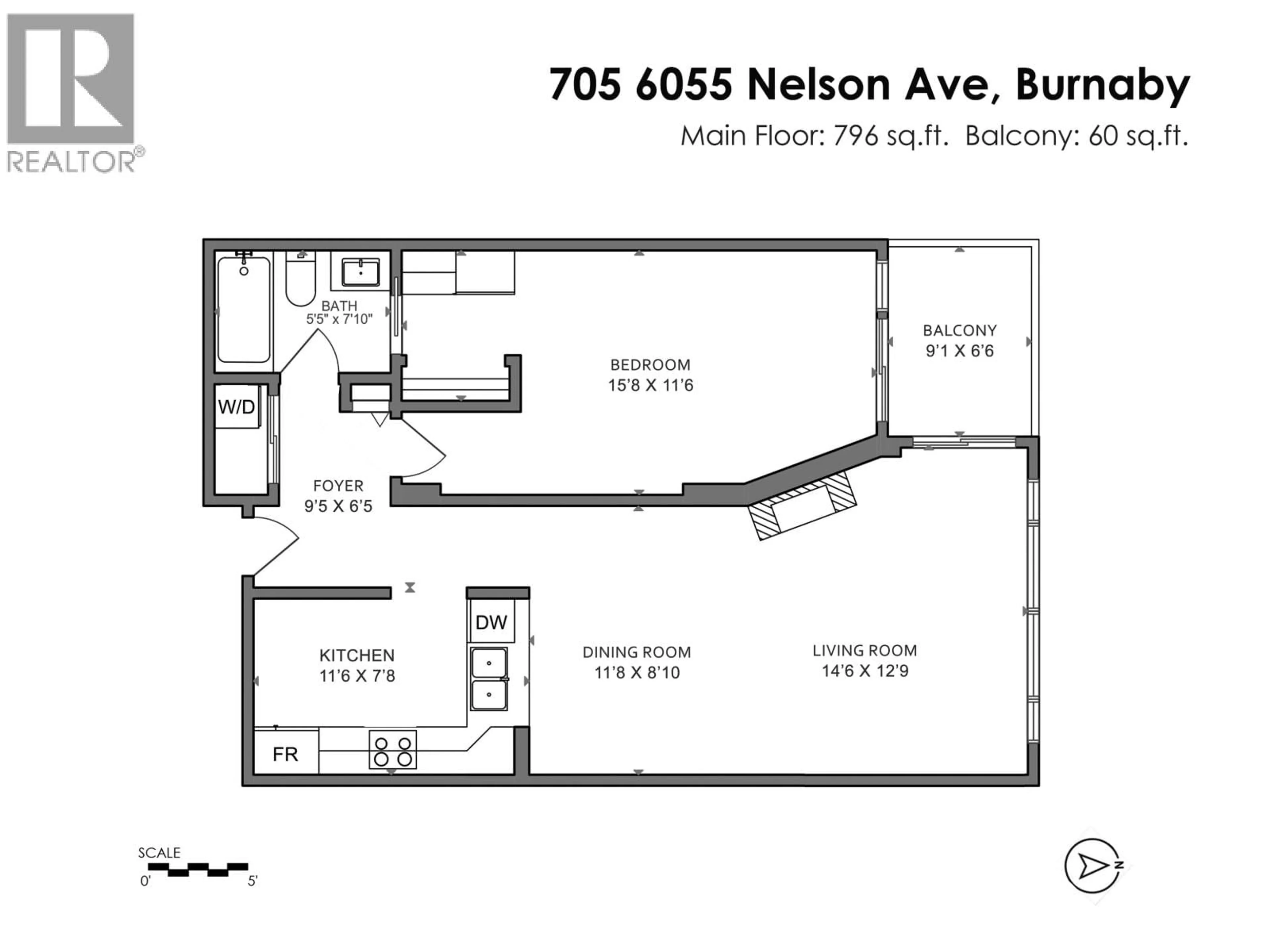 Floor plan for 705 - 6055 NELSON AVENUE, Burnaby British Columbia V5H4L4