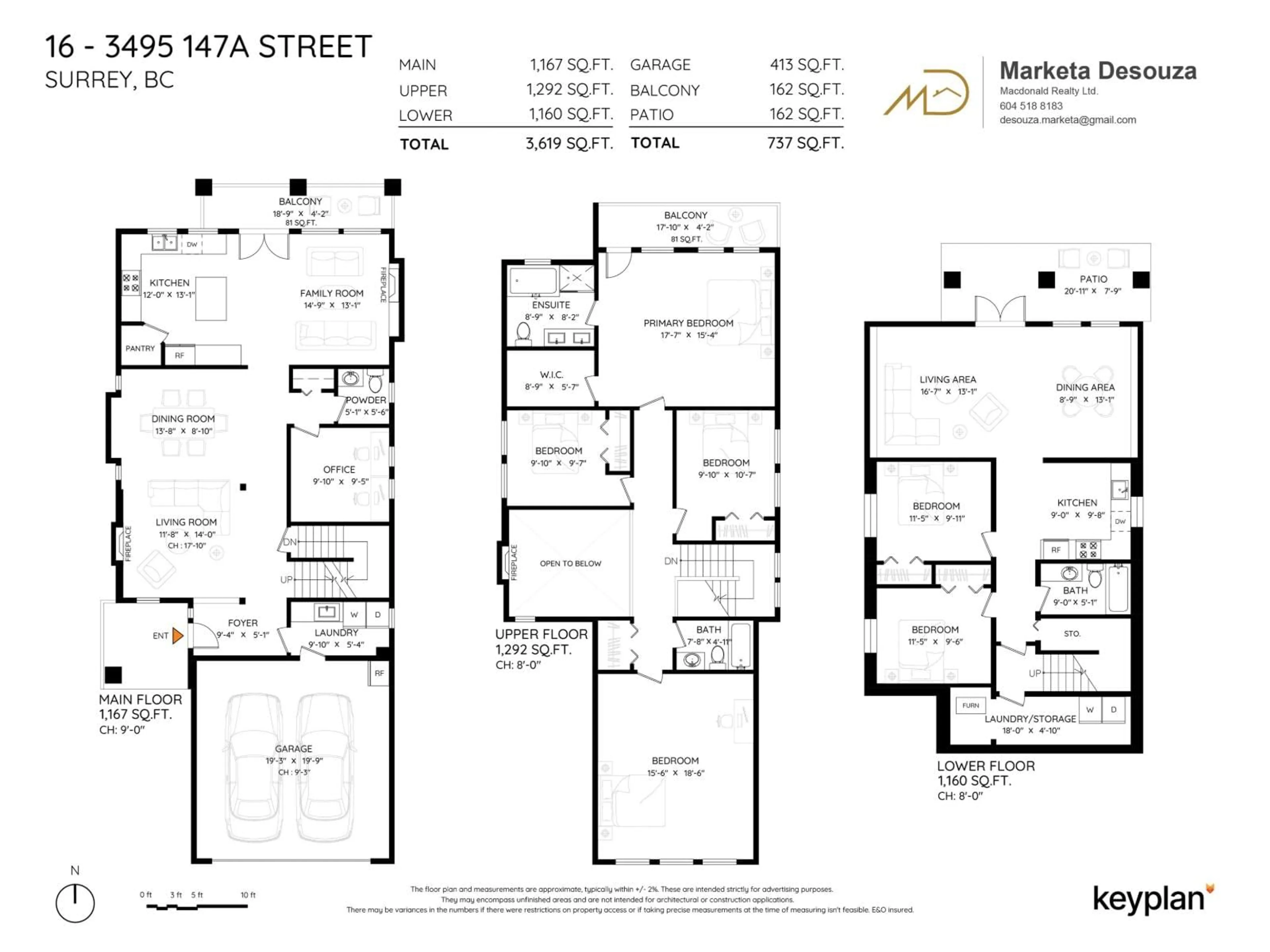 Floor plan for 16 - 3495 147A STREET, Surrey British Columbia V4P0C9