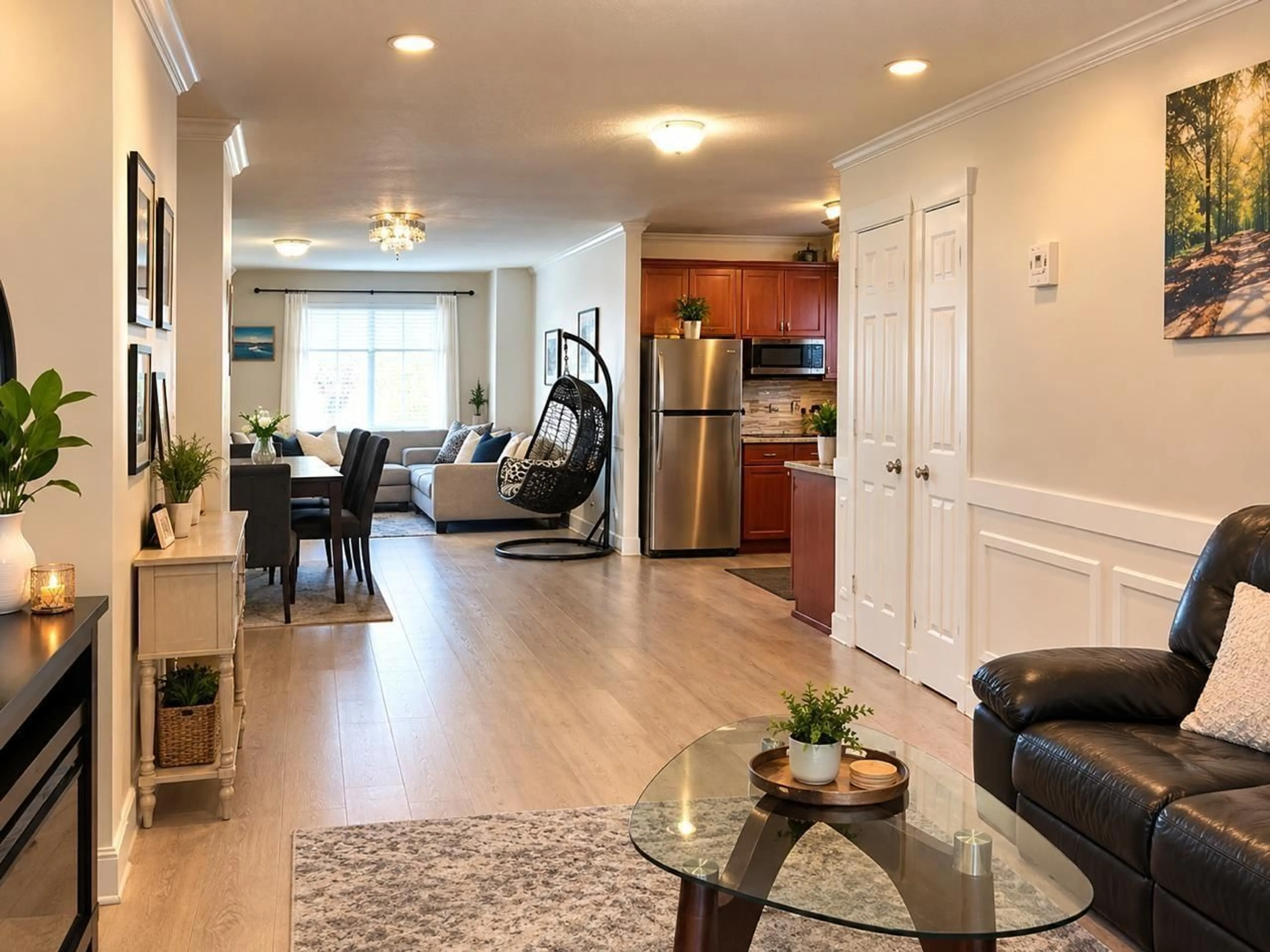 Living room with furniture, wood/laminate floor for 45 - 9405 121 STREET, Surrey British Columbia V3V0A9