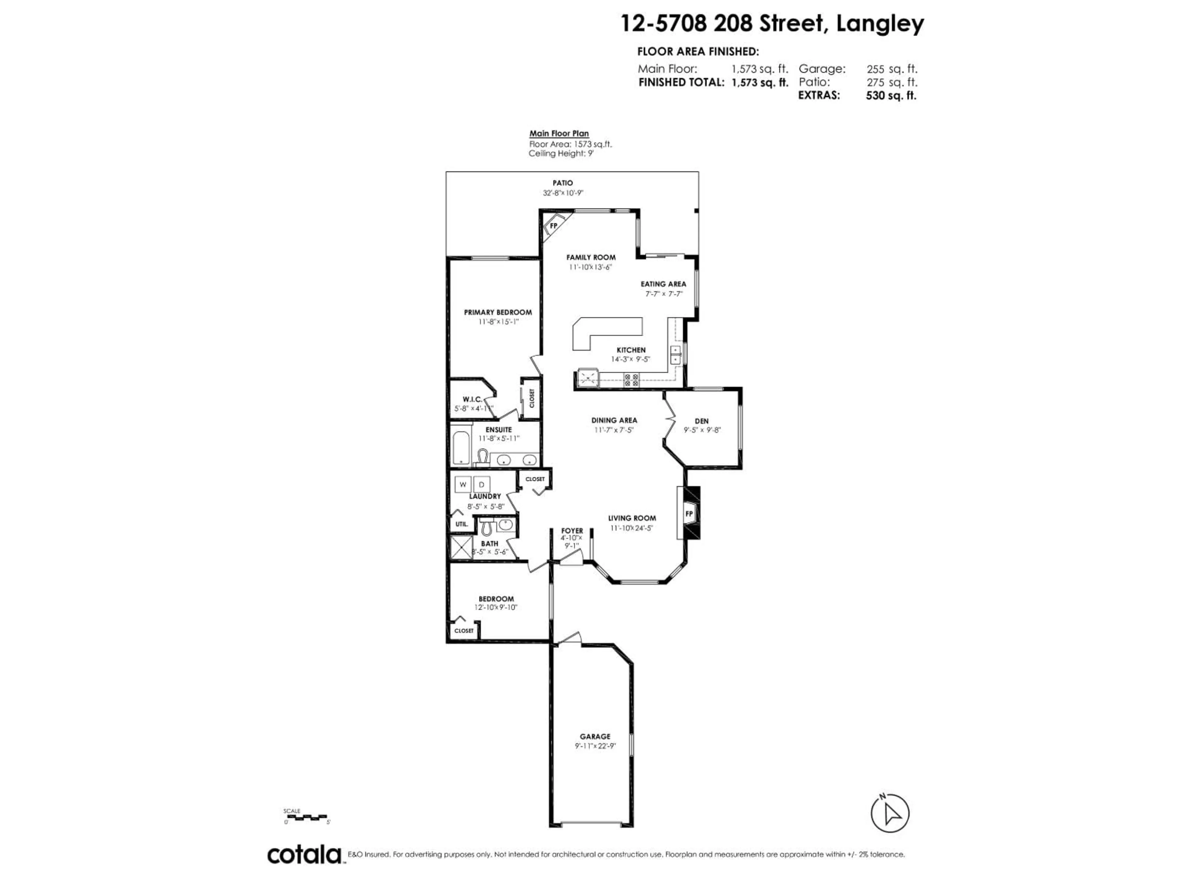 Floor plan for 12 - 5708 208 STREET, Langley British Columbia V3A8L4