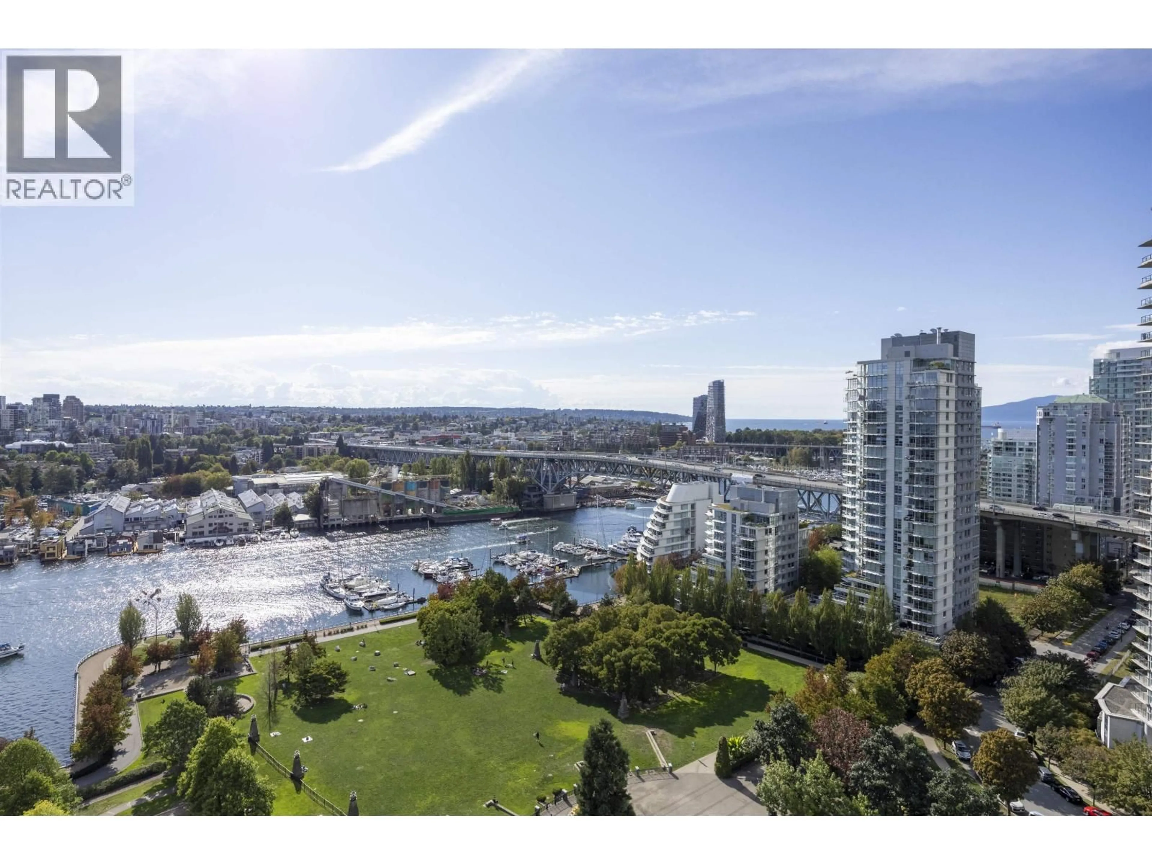 A pic from outside/outdoor area/front of a property/back of a property/a pic from drone, water/lake/river/ocean view for 2505 455 BEACH CRESCENT, Vancouver British Columbia V6Z3E5