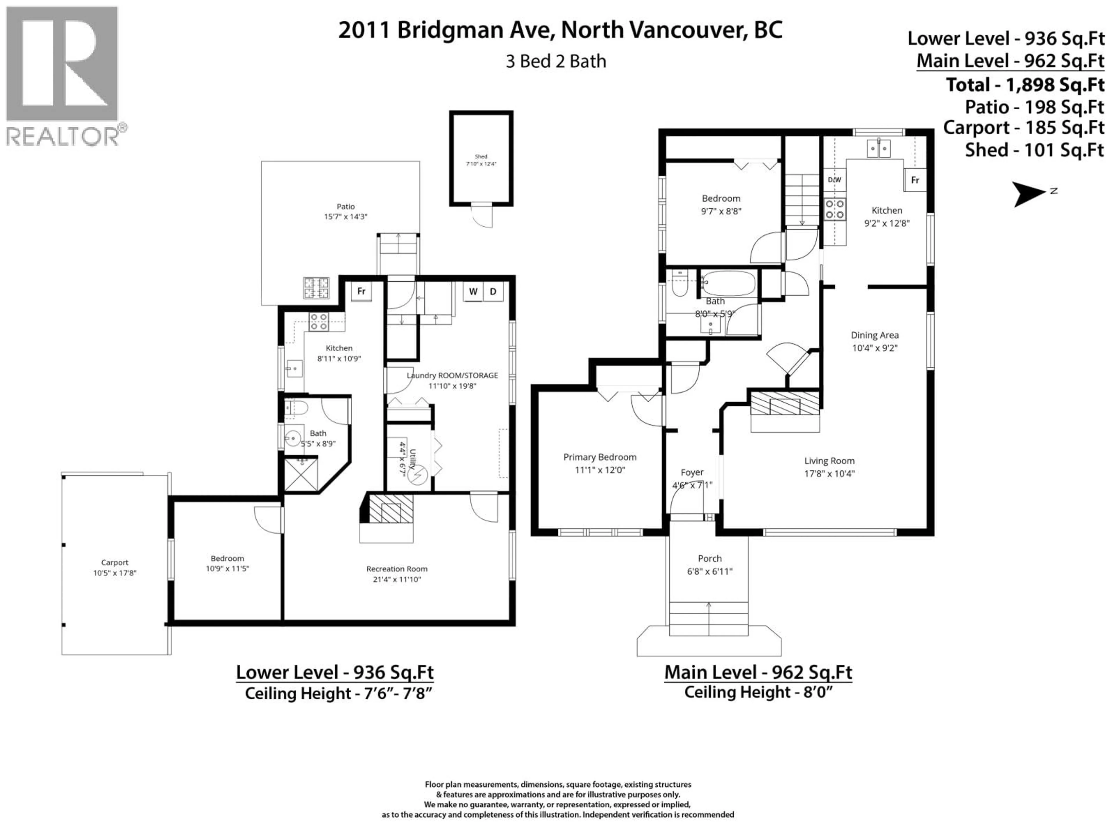 Floor plan for 2011 BRIDGMAN AVENUE, North Vancouver British Columbia V7P2T7