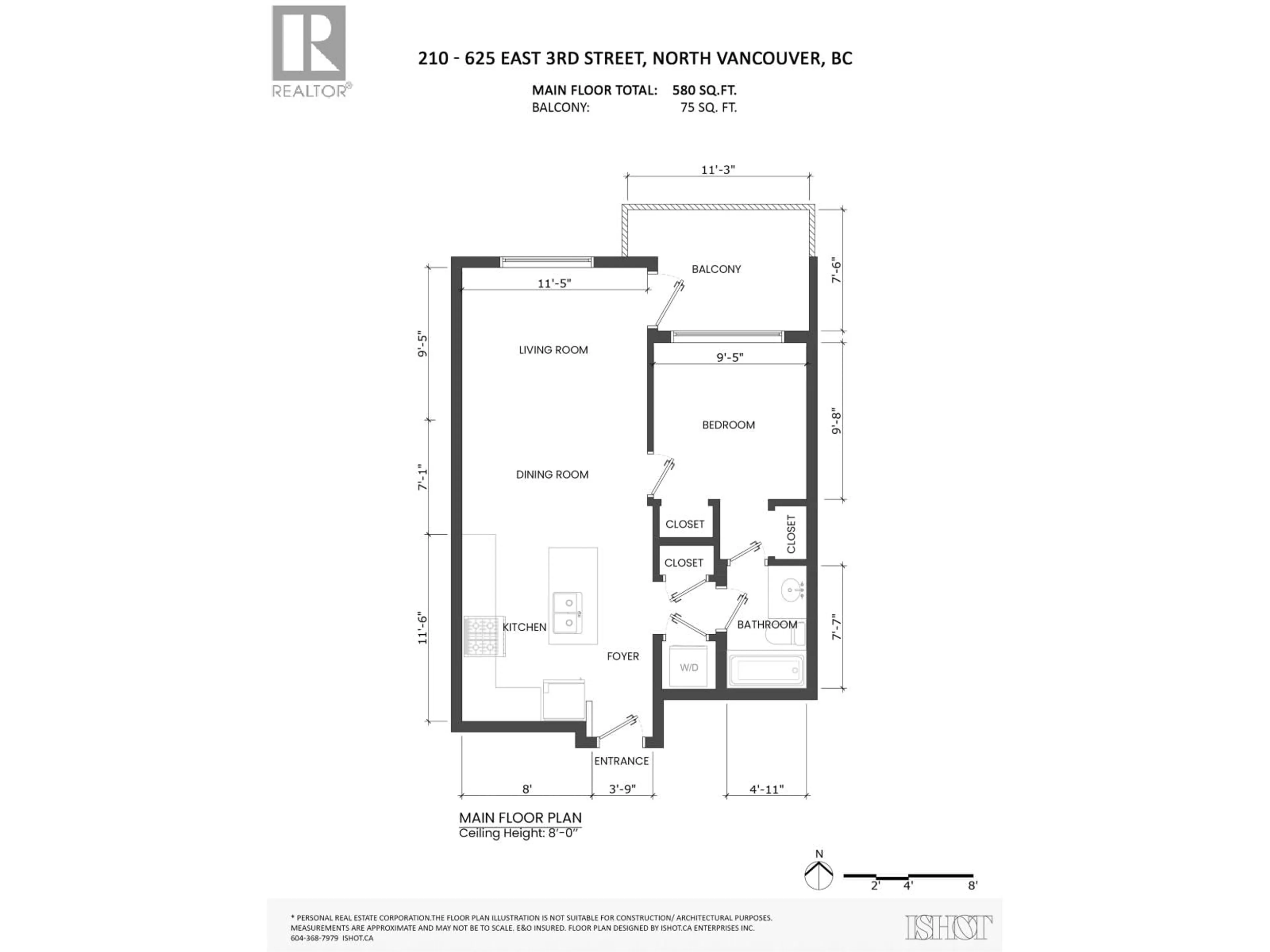 Floor plan for 210 - 625 3RD STREET, North Vancouver British Columbia V7L1G6