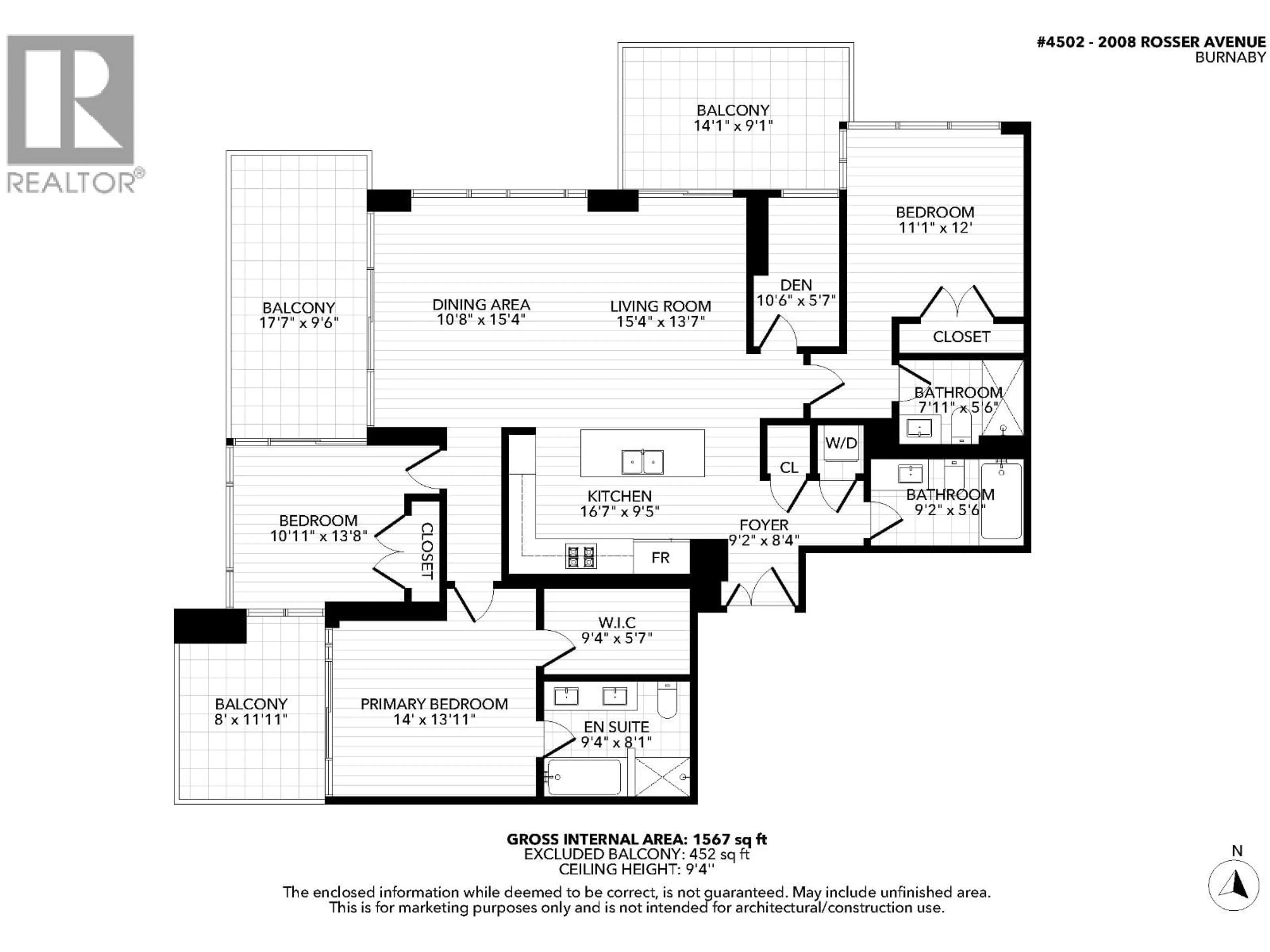 Floor plan for 4502 - 2008 ROSSER AVENUE, Burnaby British Columbia V5C0H8