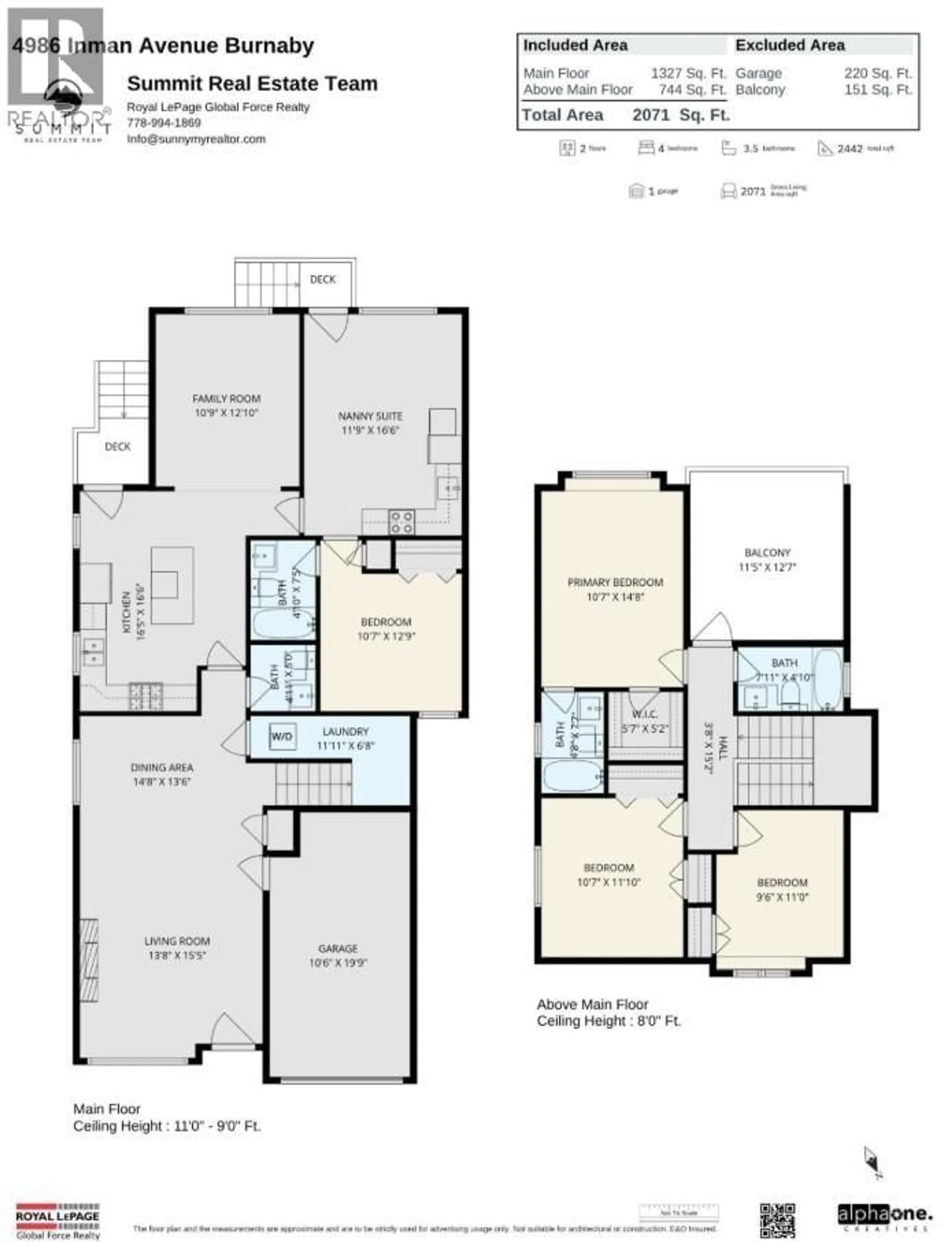 Floor plan for 4986 INMAN AVENUE, Burnaby British Columbia V5G2Y6