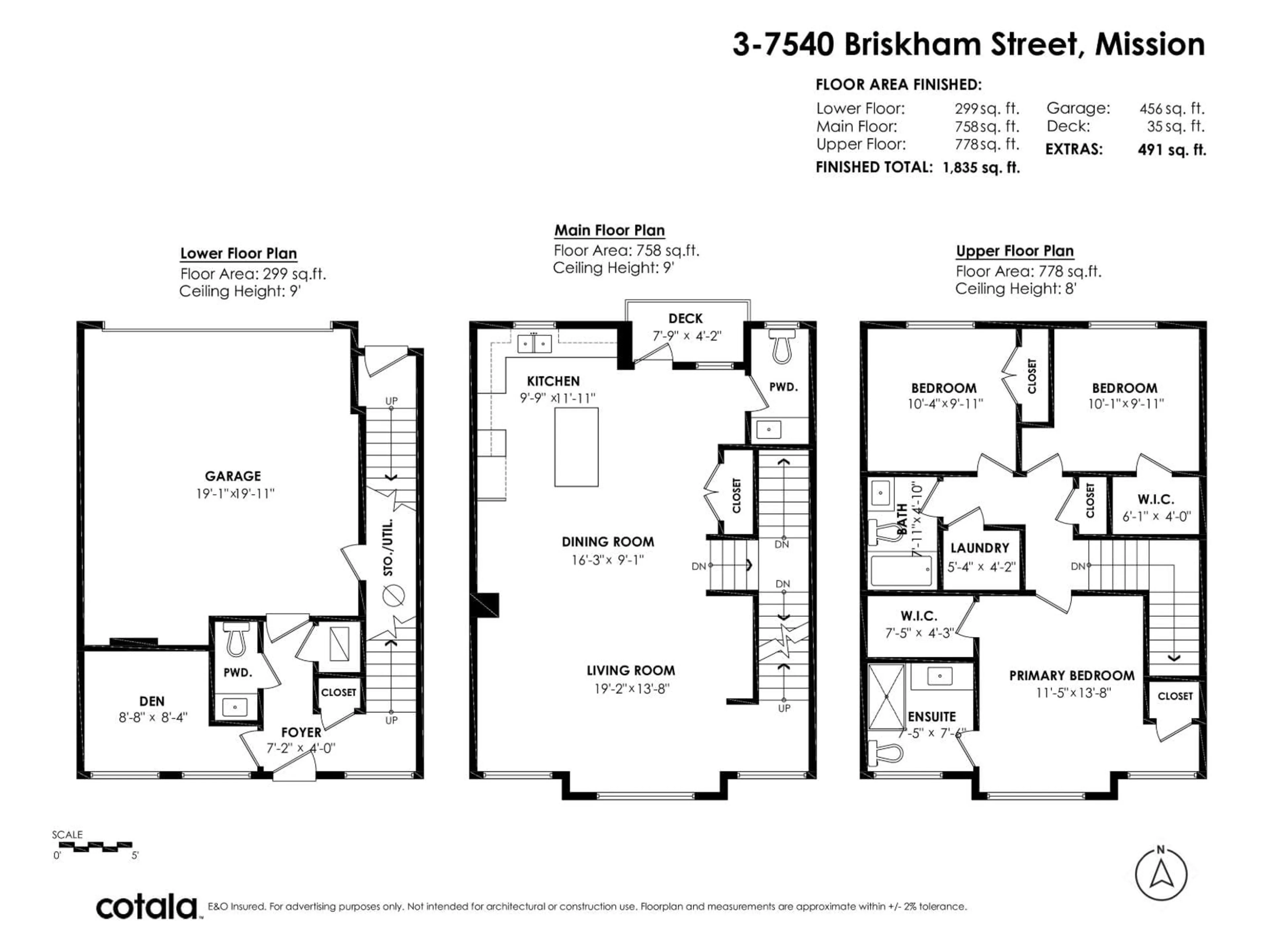 Floor plan for 3 - 7540 BRISKHAM STREET, Mission British Columbia V2V3L8