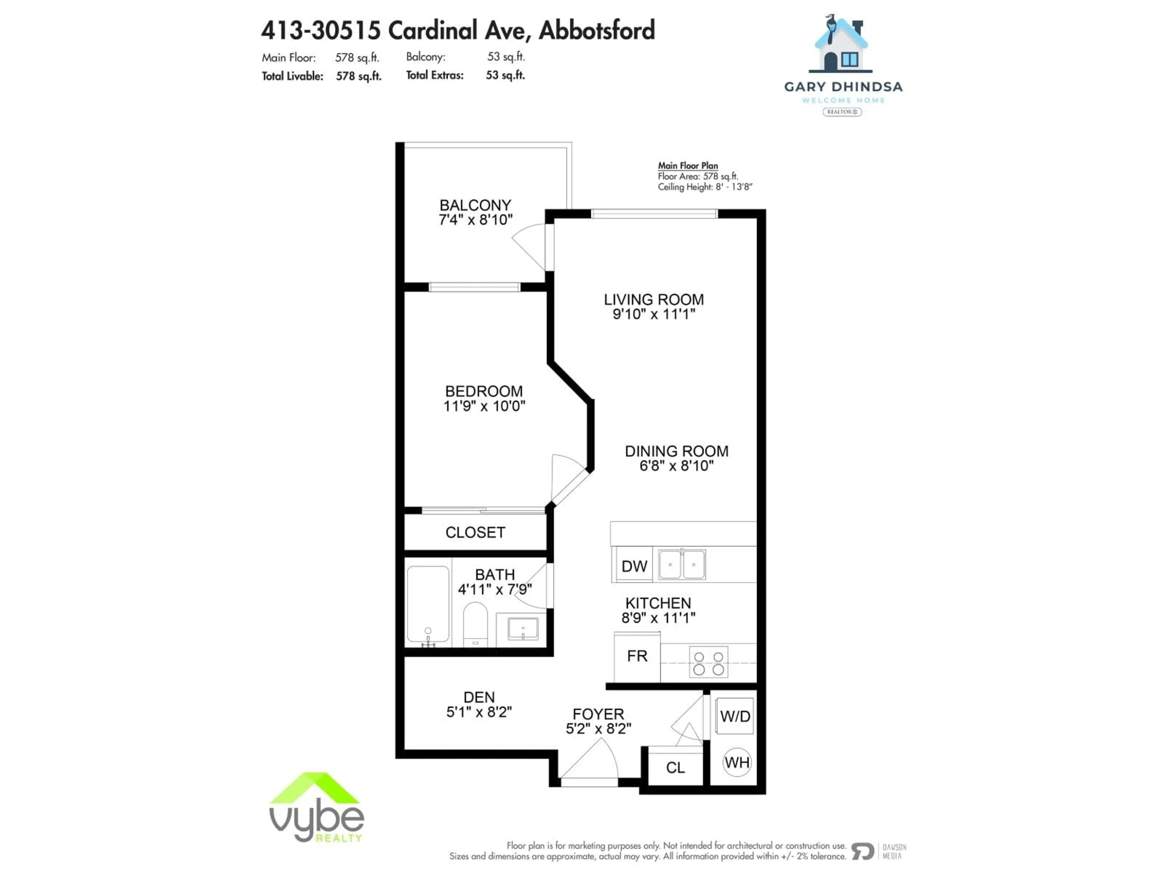 Floor plan for 413 - 30515 CARDINAL AVENUE, Abbotsford British Columbia V2T0A8
